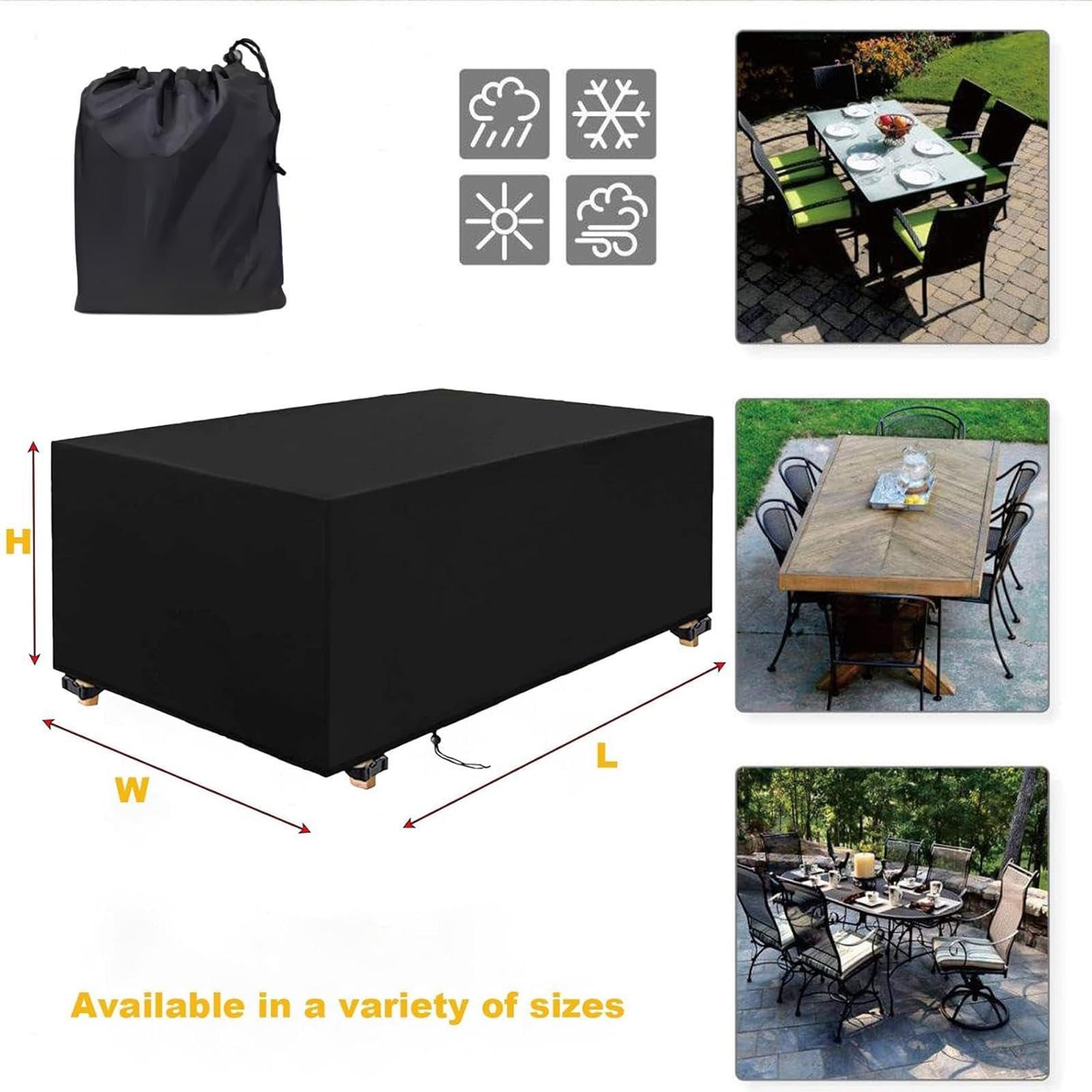 Heavy Du - Fundas impermeables de piel para exteriores, 55 pulgadas de largo x 51 pulgadas de ancho x 31 pulgadas de alto, 420D, resistentes a los rayos UV, para todo tipo de clima, para mesa de