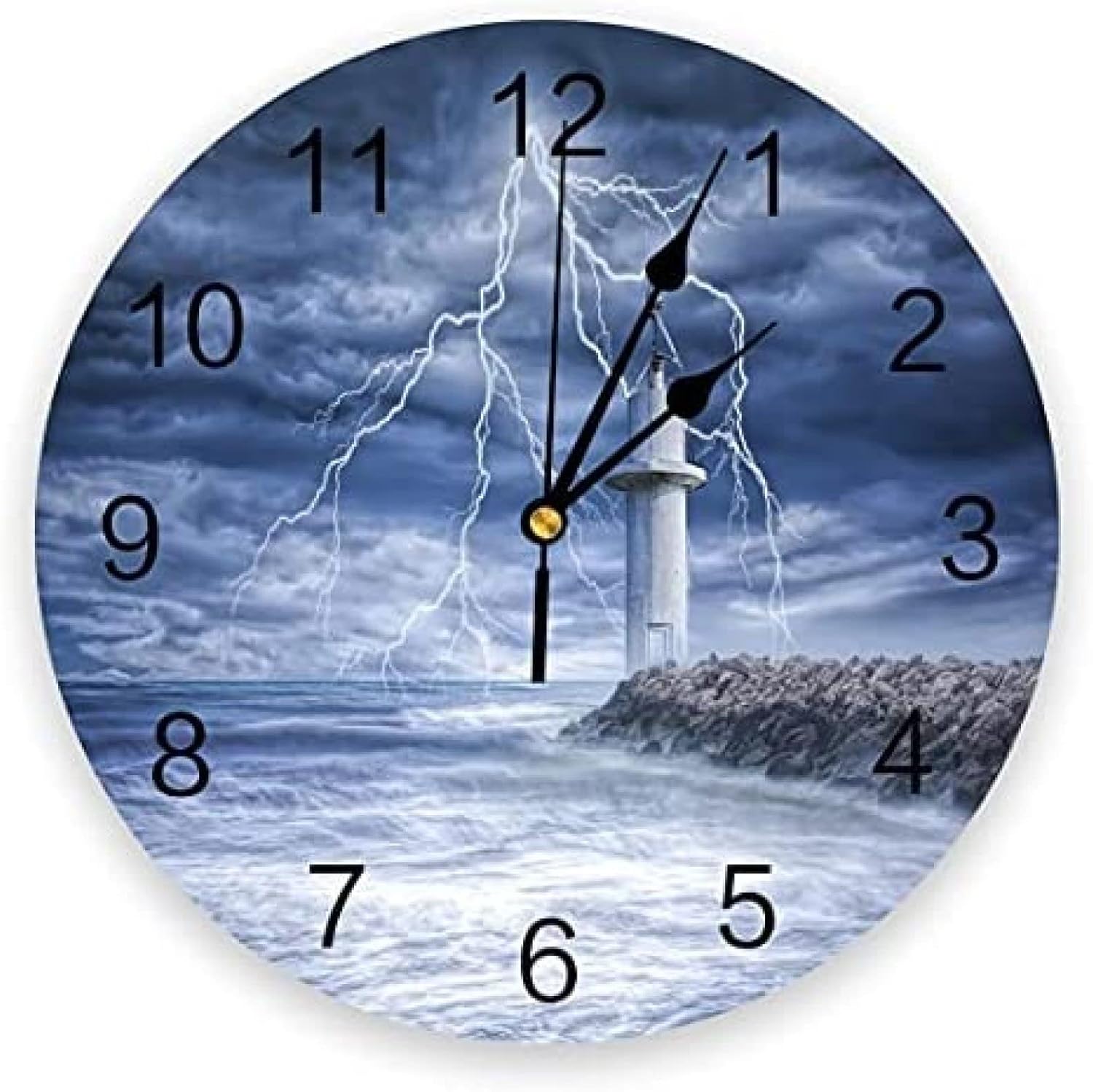 Relojes de Pared para Sala de Estar Reloj de Pared Circular Moderno Torre Alta Mar Relámpago Reloj de Pared Decoración para el hogar Dormitorio Reloj silencioso Sala de Estar Reloj de Pared