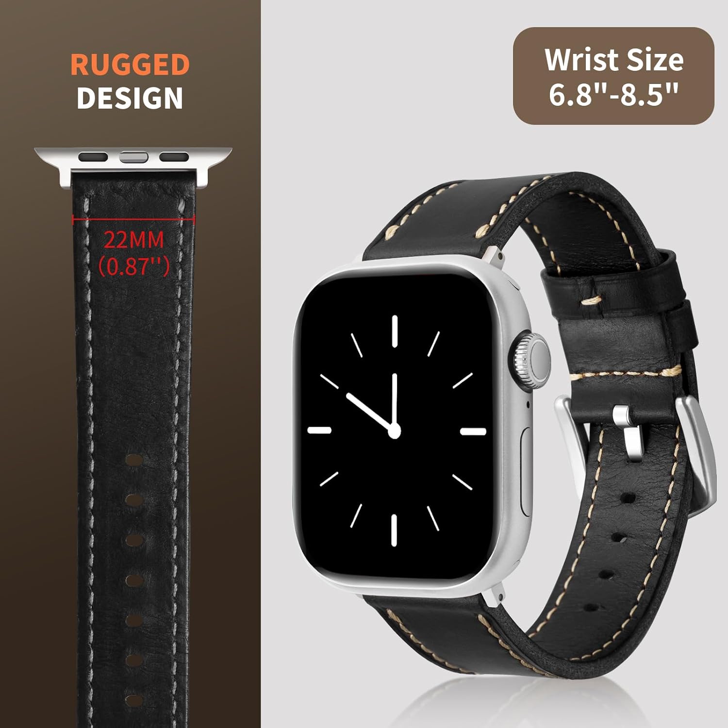 Horween Leather Band Compatible with Apple Watch Band 49mm 46mm 45mm 44mm 42mm, Handmade Soft Vintage Casual Band for iWatch Ultra 2/1 SE Series 10 9 8 7 6 5 4 3 2 1 Men and Women - Image 6