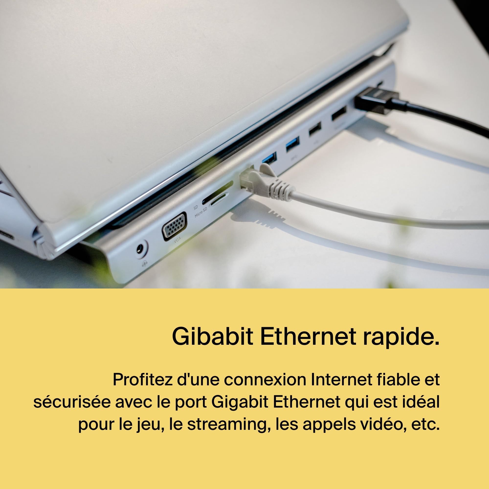 Belkin Station d'accueil USB-C multiport 11-en-1 Hub USB-C 4K HDMI DP VGA USB-C PD 100W 3 USB-A Gigabit Ethernet SD MicroSD 3,5 mm