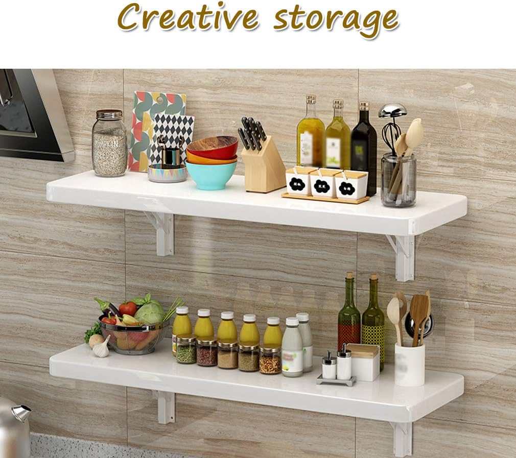 Wall Mounted Folding Dining Table - Space-Saving Compact Desk with Large Storage Bookshelf Ideal for Small Apartments & Home Offices Includes Accessories (90x30cm) image 5