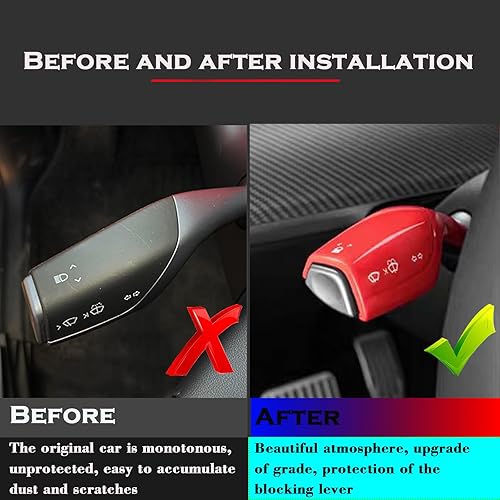 Miniatura 9 de YHCDSEA Funda de palanca de dirección para Tesla Model 3Y, accesorio de cubierta de palanca de cambios - Funda decorativa (patrón de fibra de