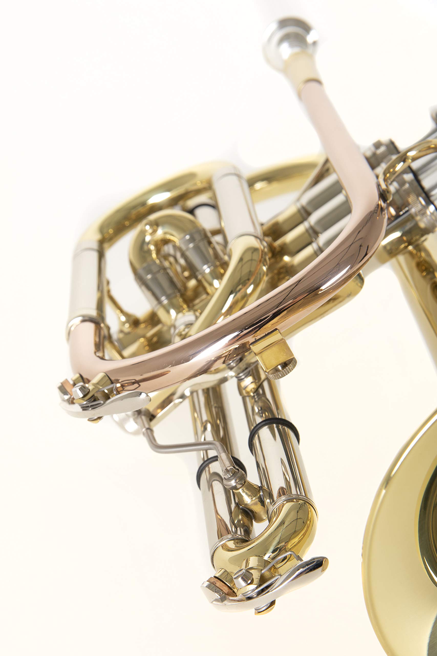 Roy Benson Bb-Cornet CR-302 (cornetta professionale con alesaggio ML, campana in ottone da 119 mm, leadpipe in ottone dorato, guide esterne in alpacca e valvole in acciaio inossidabile), laccata