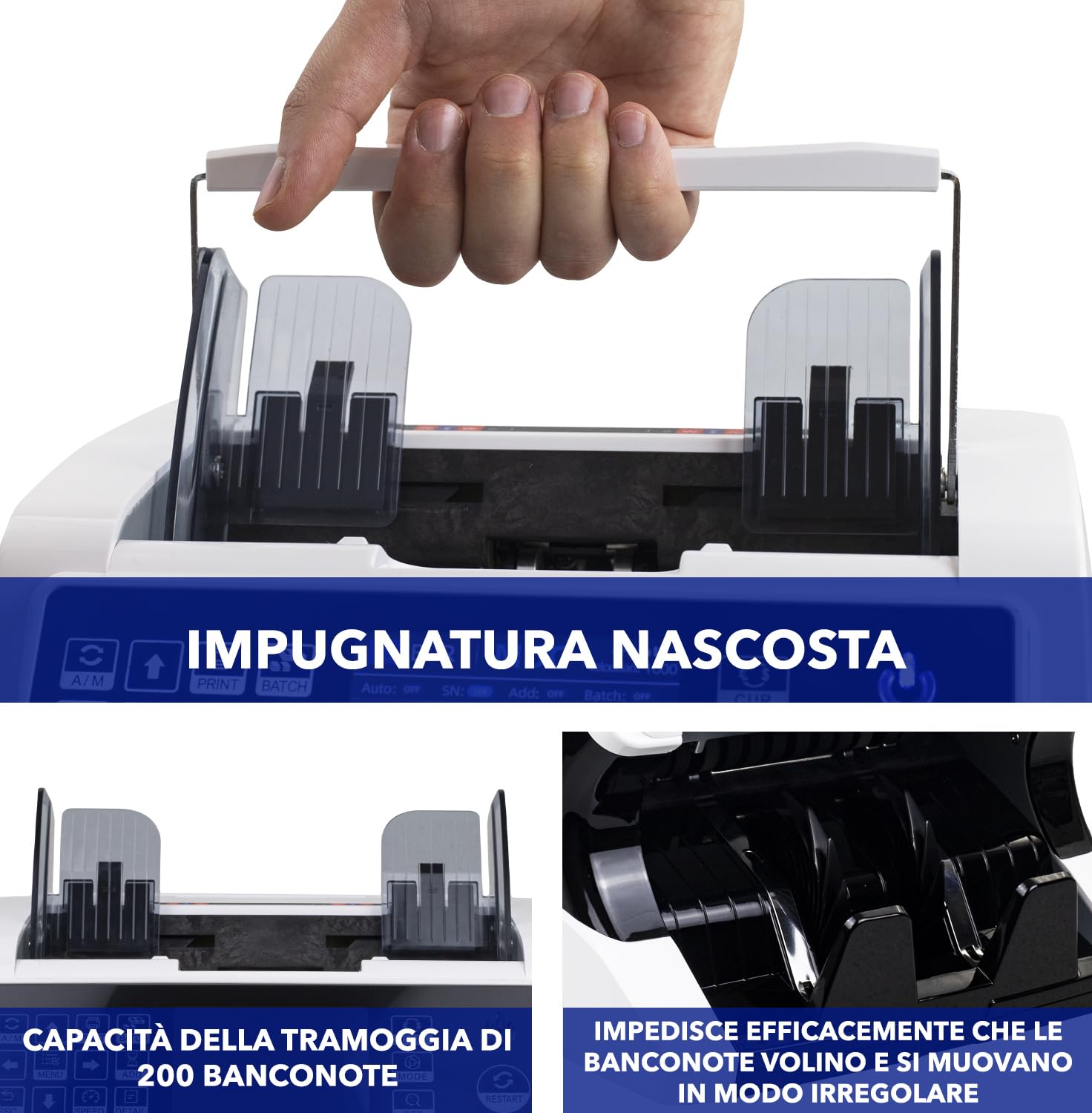 MV-500 Macchina conta banconote professionale a denominazione mista | EUR, USD, GBP, ecc. | 11 metodi di rilevamento delle contraffazioni | Conta soldi