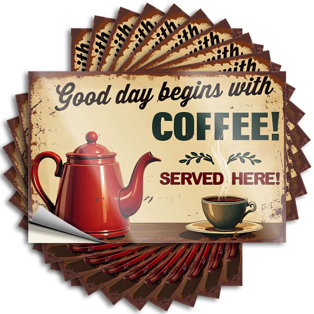 Fzfn Boys Colour Western Bathroom, Stickers Garage Good Day Begins With Coffee Served Here! | Silicone Kitchen Sets(6X9cm)