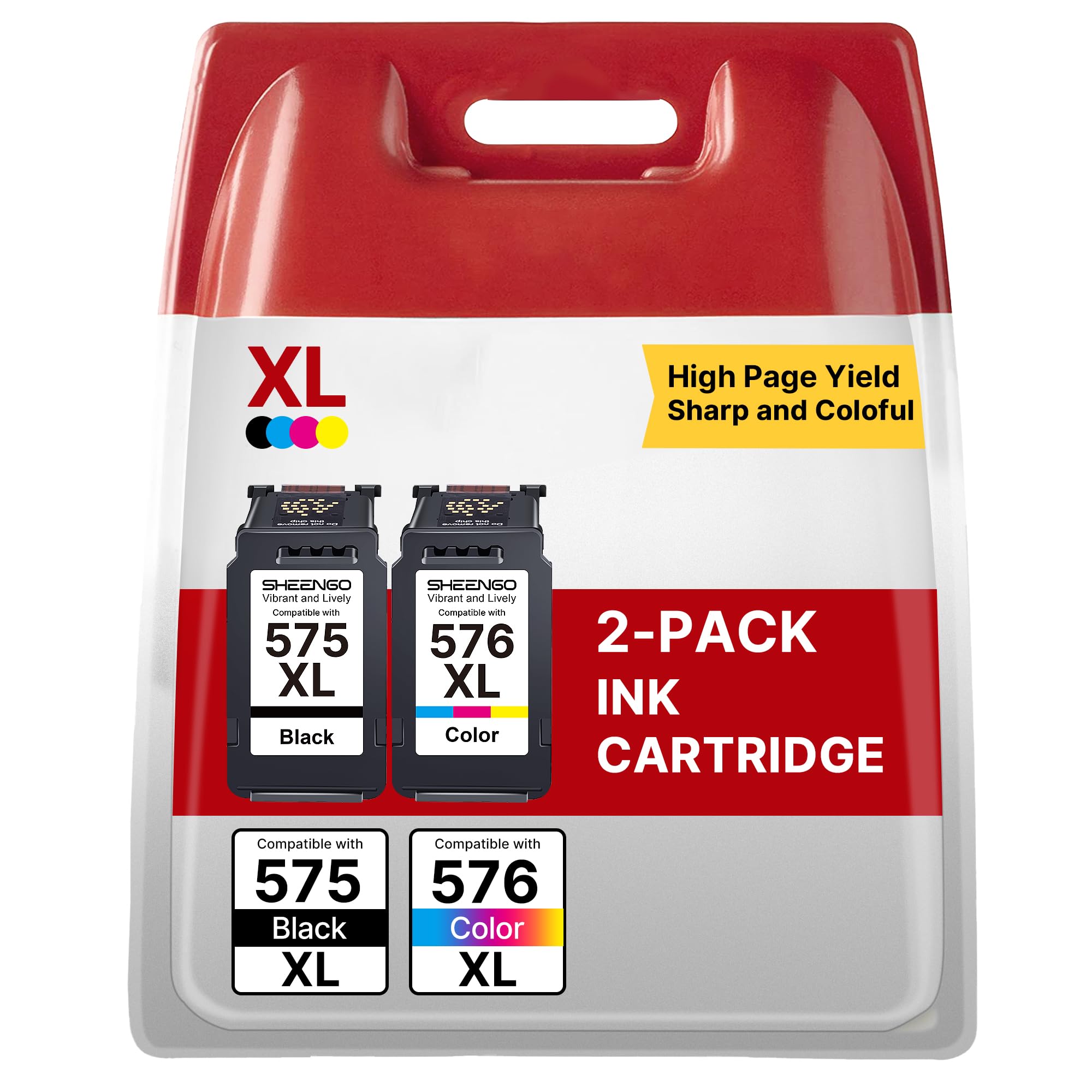 575XL Black 576XL Colour Replacement for Canon 575 and 576 Ink Cartridges PG-575XL CL-576XL Ink Cartridges for Canon PIXMA TS3550i TS3750i TS3551i TS3751i TR4750i TR4751i TR4755i TR4756i（2-Pack）
