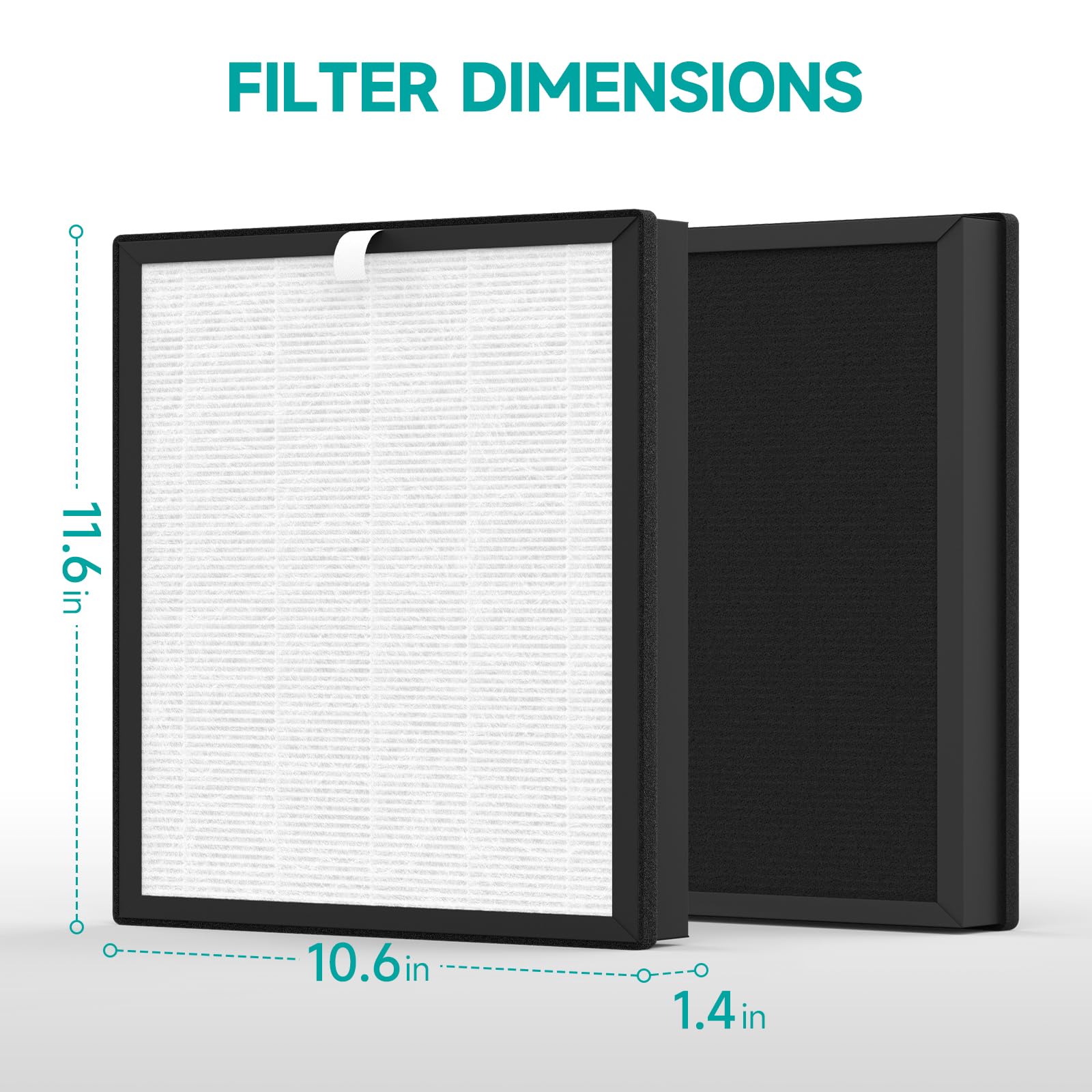 2 Pack JH-028A JH-028A-F Original Air Purifier Replacement Filter, 3 in