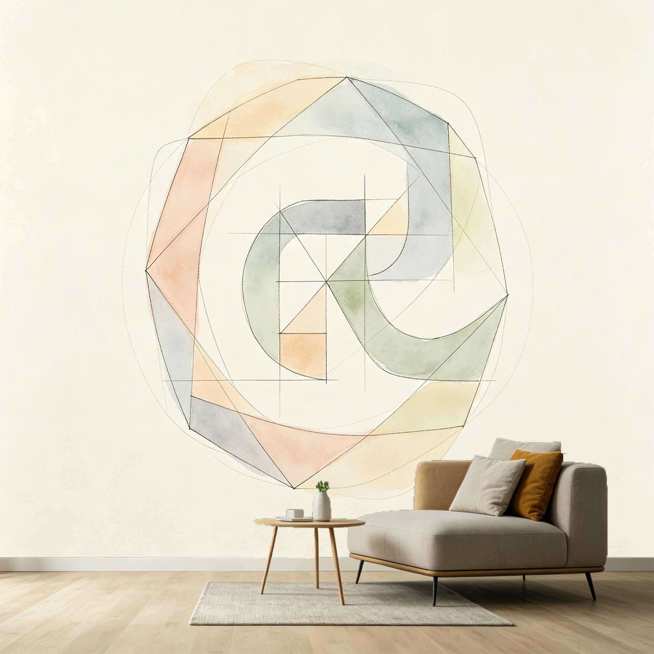 Custom Size Wall Murals Abstract Geometric Watercolor Shapes Minimalist Contemporary Style SelfAdhesive Wall Fabric Removable Large Wallpaper for Photo Living Room