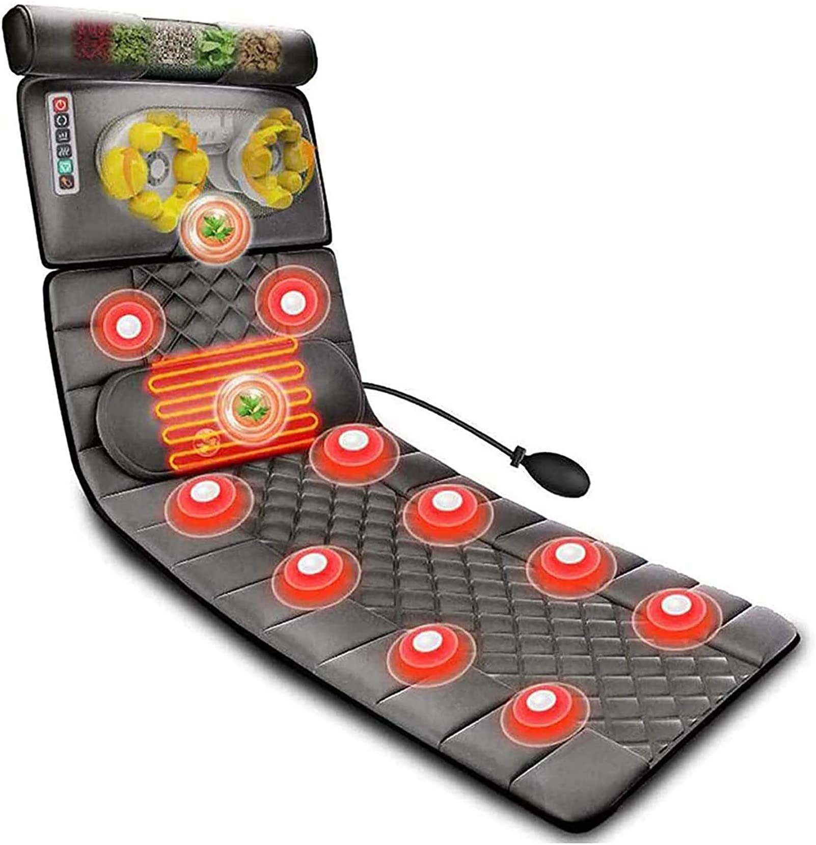 Colchonetas De Masaje De Cuerpo Completo, Cojín De Silla De Masaje Multifuncional con 10 Motores, 9 Modos De Masaje Y Calefacción, para Dolor De Espalda, Relajación De Dolores Musculares