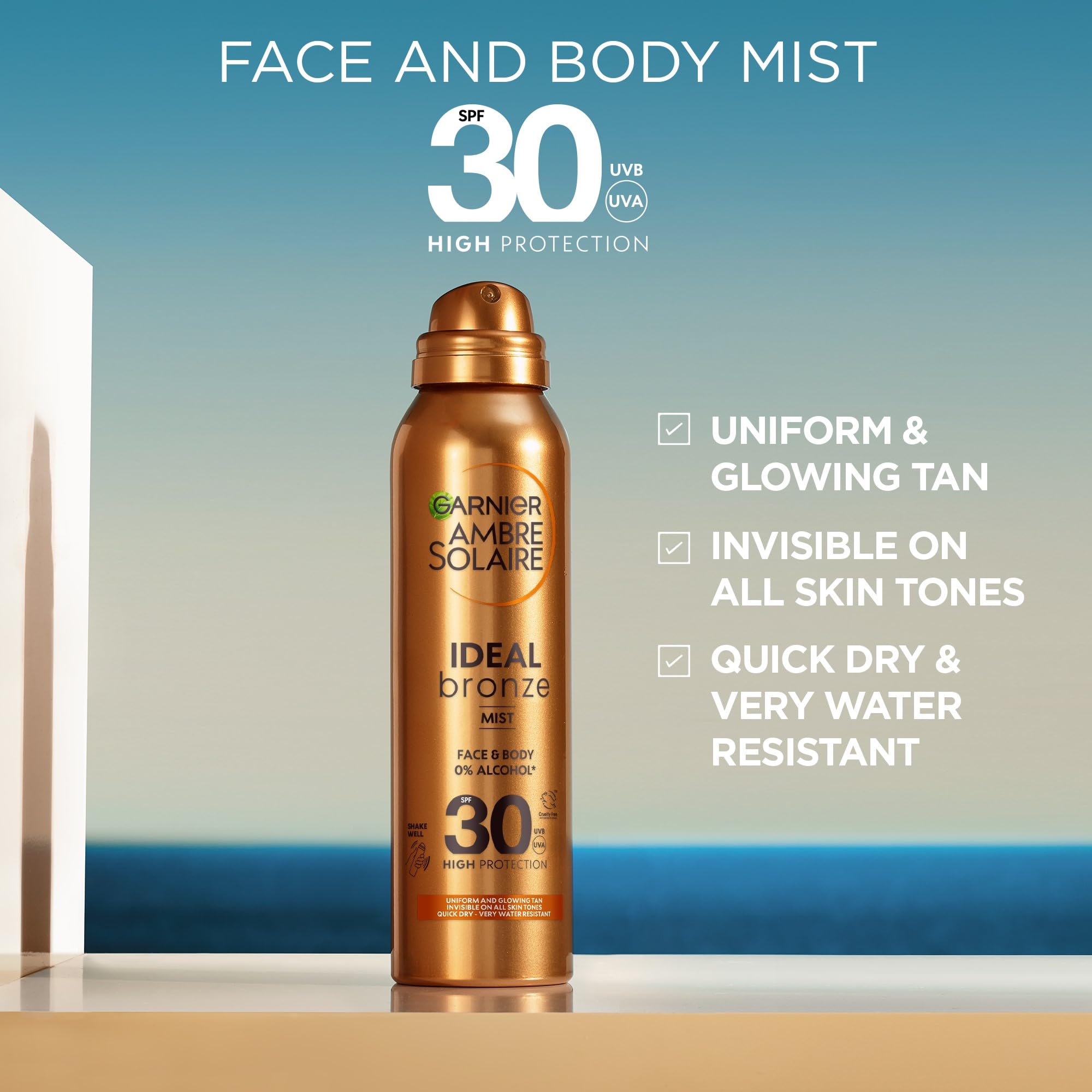 Garnier Ambre Solaire Self Tan (150ml), SPF 30 Ideal Bronze Tanning For Face & Body, Fake Tan, Tan Enhancing - Image 2