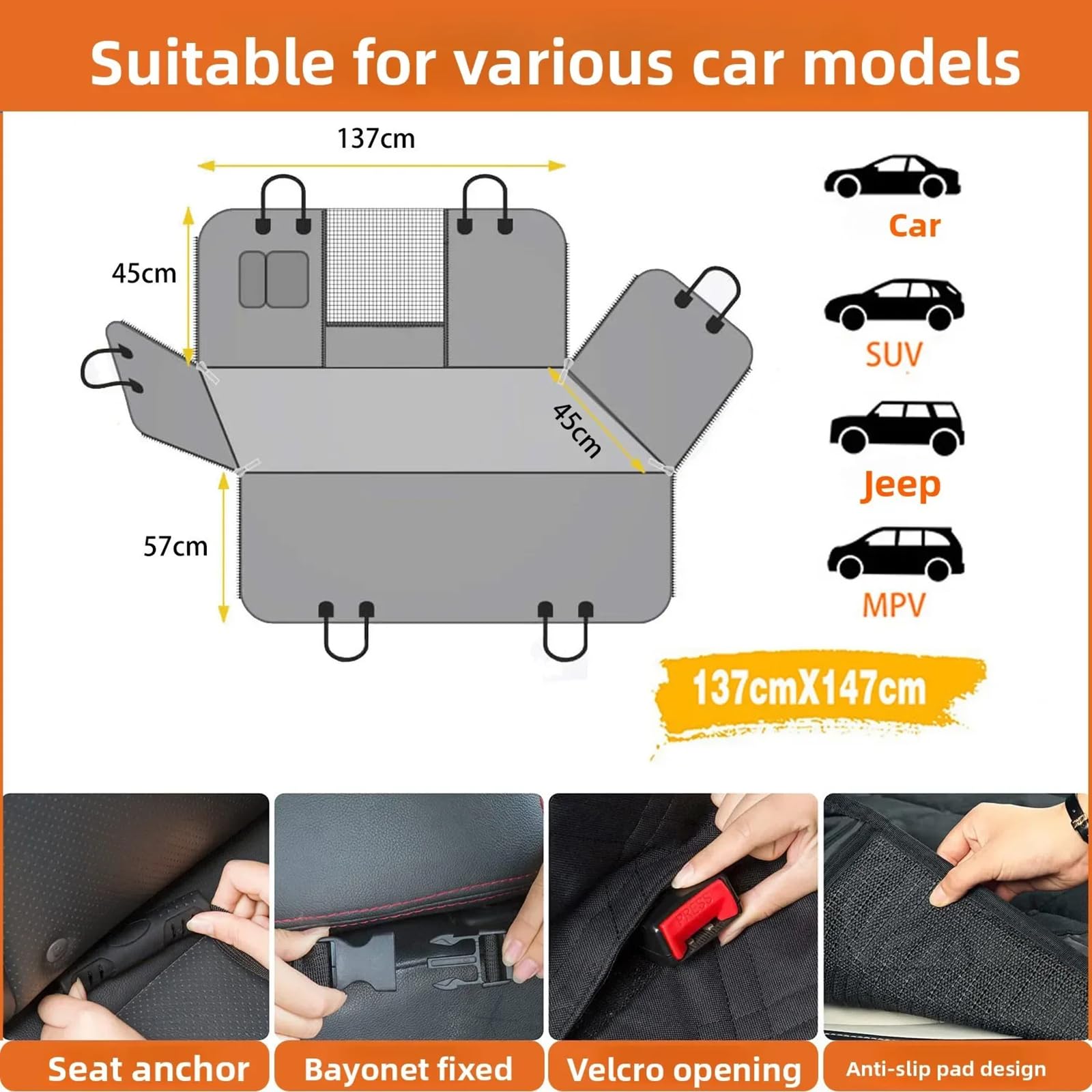 Hundedecke Auto Rückbank für Xpeng G9, Auto Hundedecke Rücksitz Seitenschutz und Aufbewahrungstasche,C C