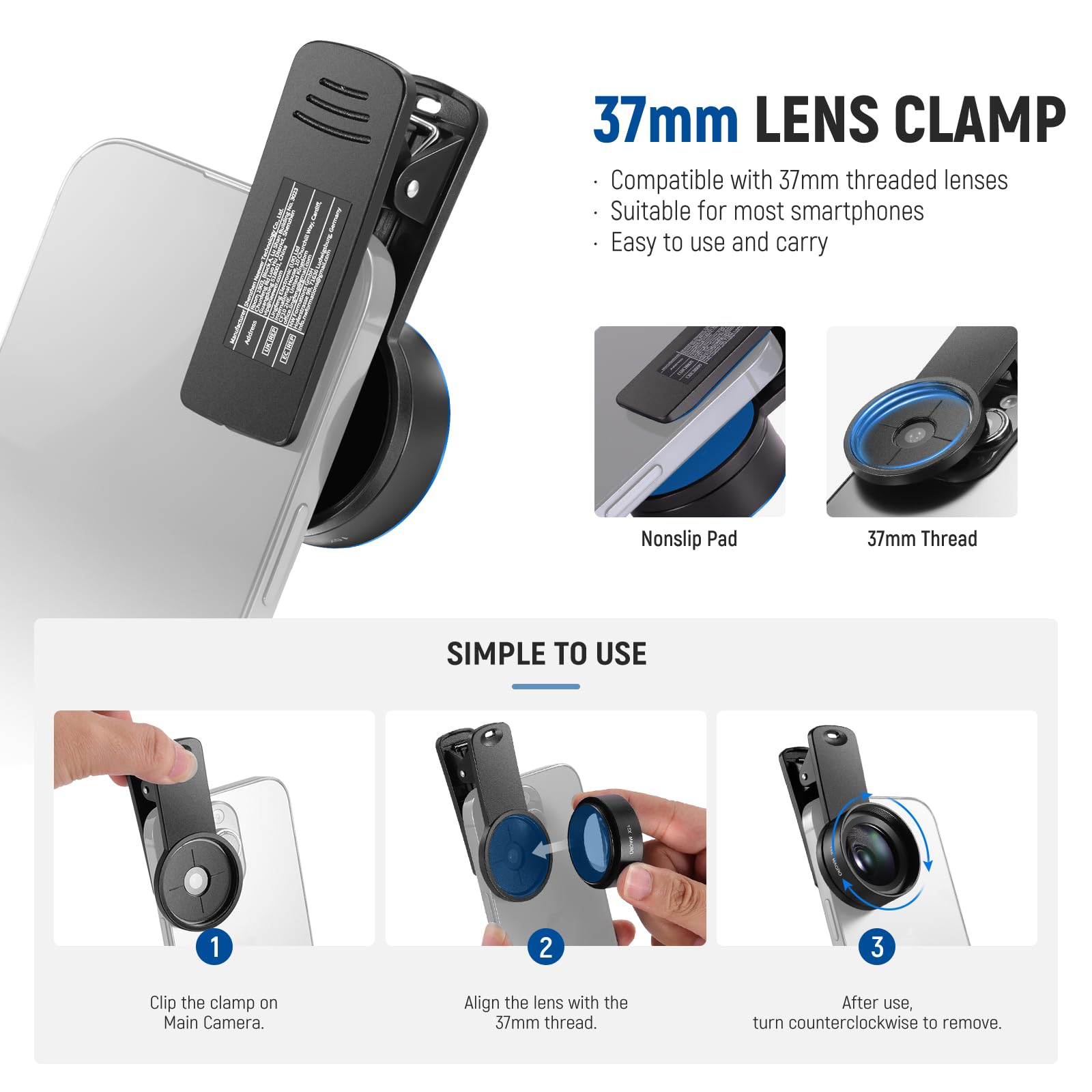NEEWER BASICS Zestaw obiektywów do telefonu makro 15 x z zaciskiem obiektywu 37 mm, akcesoria do aparatu HD, kompatybilne z iPhone'em, Samsungiem, smartfonem z systemem Android, LS-69