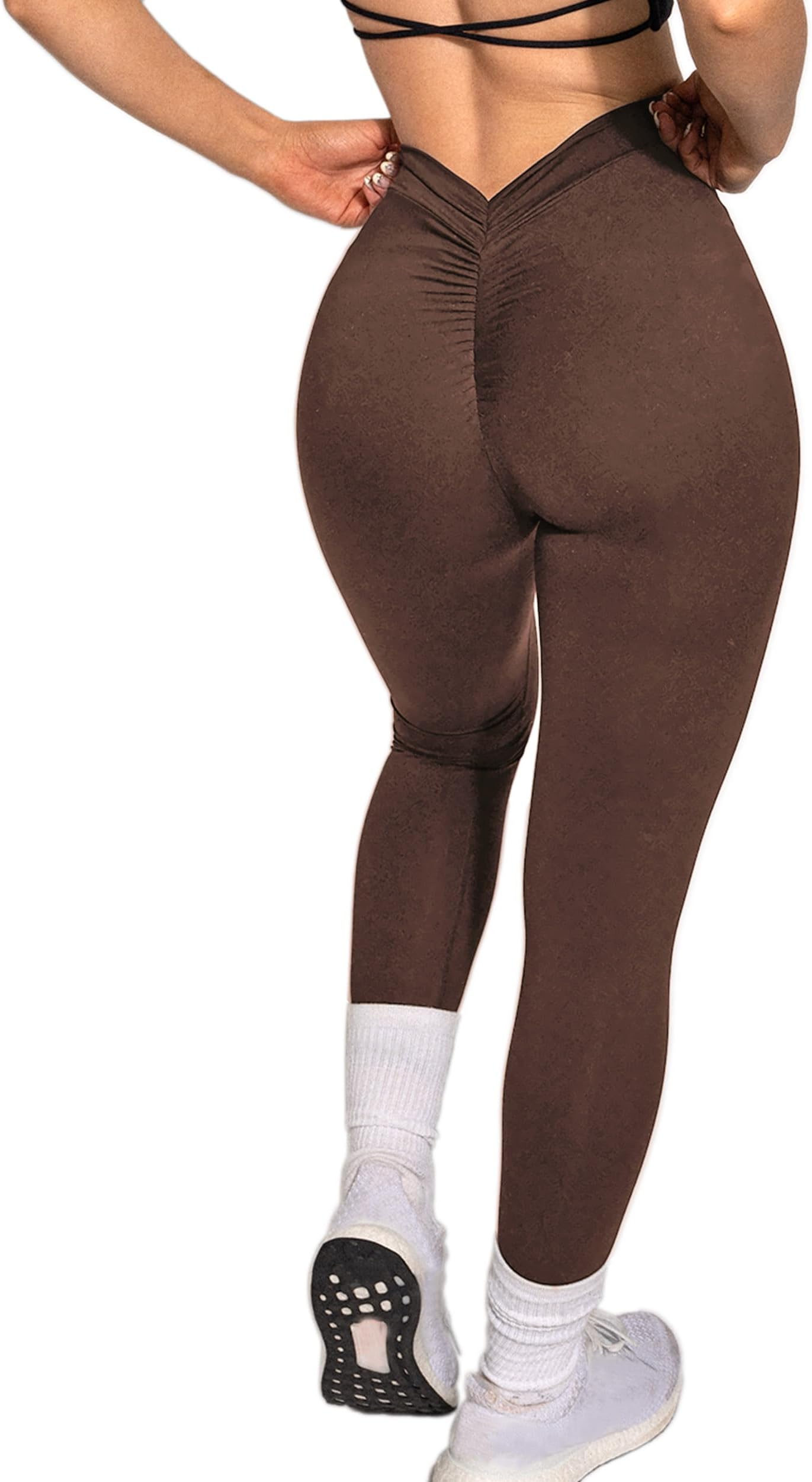 Danysu V Back Scrunch Butt Leggings for Women Soft High Waisted Booty Tights Workout Gym Yoga Pants