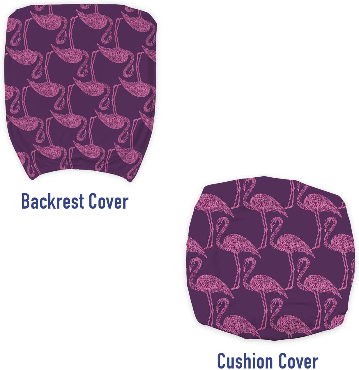 Ambesonne Flamingo Office Chair Slipcover, Aloha Themed Pattern with Detailed Outline Exotic Birds Repetition, Protective Stretch Decorative Fabric Cover, Plum and Pink