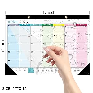 ZTX Desk Calendar 2026-2027 Calendar Wall Calendars 2026-2027-18 Month Planner Big 17"x12" Jan.2026-Jun.2027 Clear Plastic Cover for Home Office School Colorful