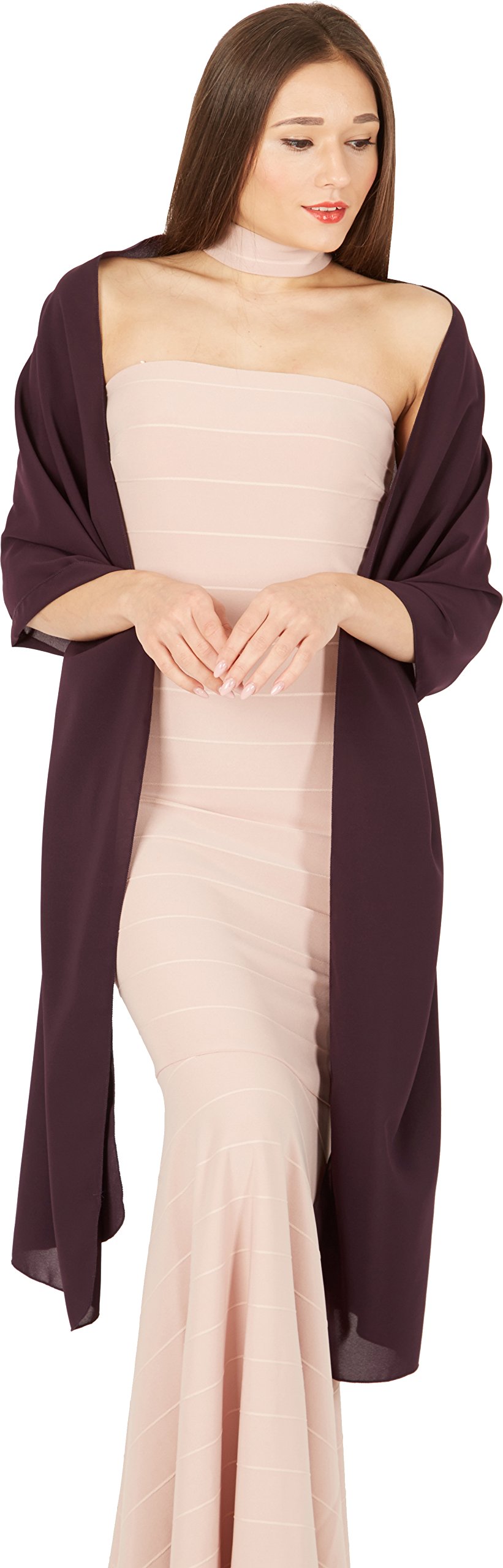 BlackButterfly Chiffon Bridesmaid Wedding Evening Shawl Wrap (Dark Purple, 19W / 95L)