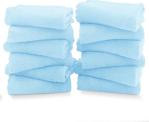 TENSTARS Juego de 12 paños de alta calidad, secado rápido, terciopelo coral de microfibra suave, altamente absorbente, uso multiusos como baño, spa,