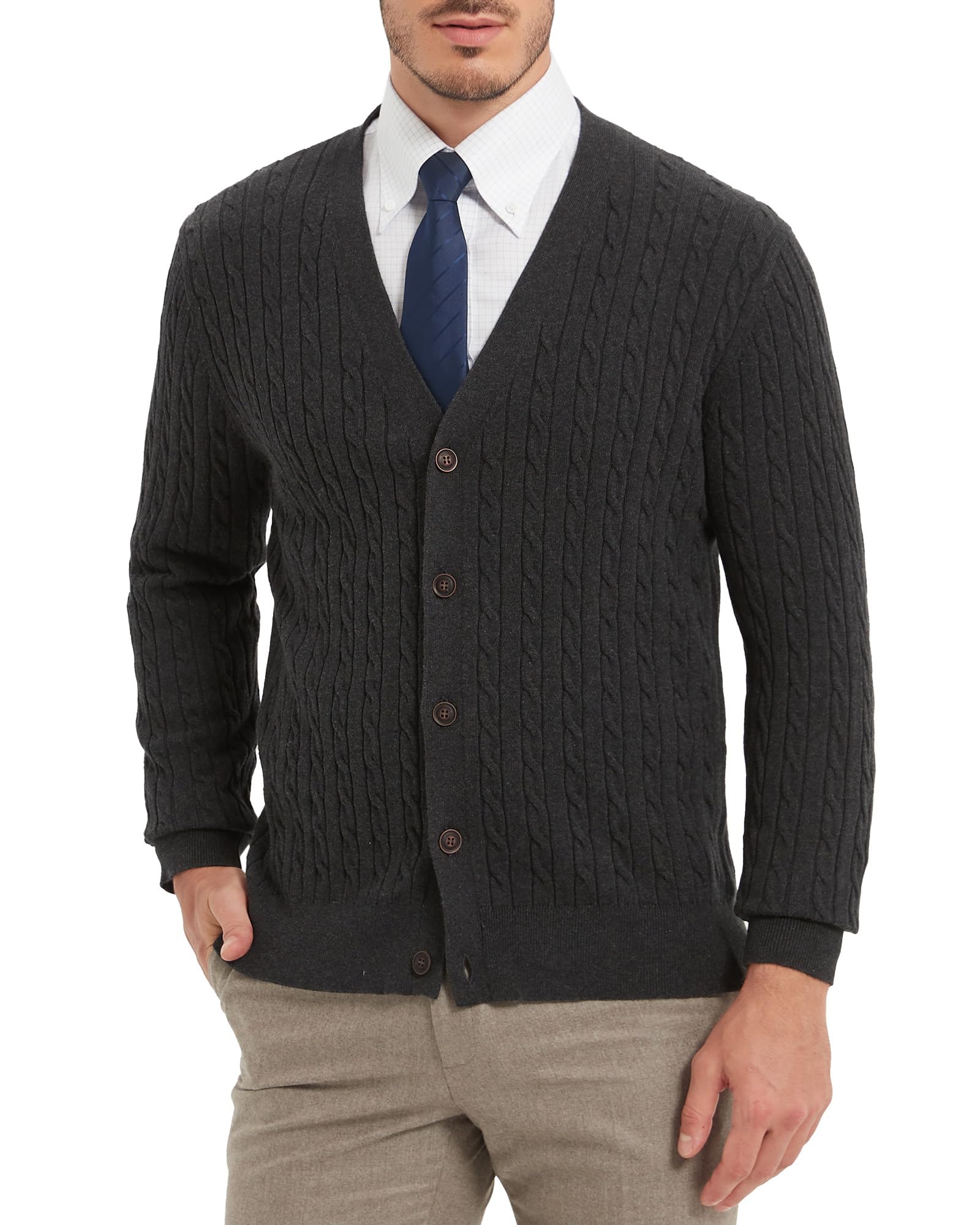Kallspin Pure Cotton Cable Knit Cardigan