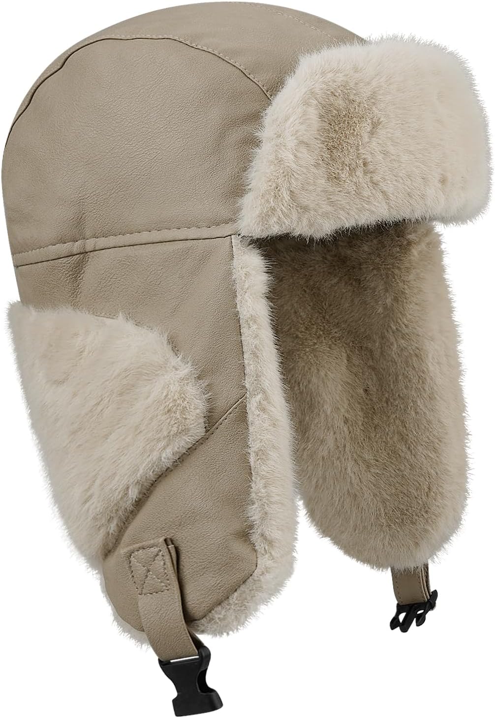 Croogo Leather Trapper Hats Mens Winter Ski Hat Cold Weather Ski Hat Warm Gear Russian Ushanka Caps Cossack Trooper Hat