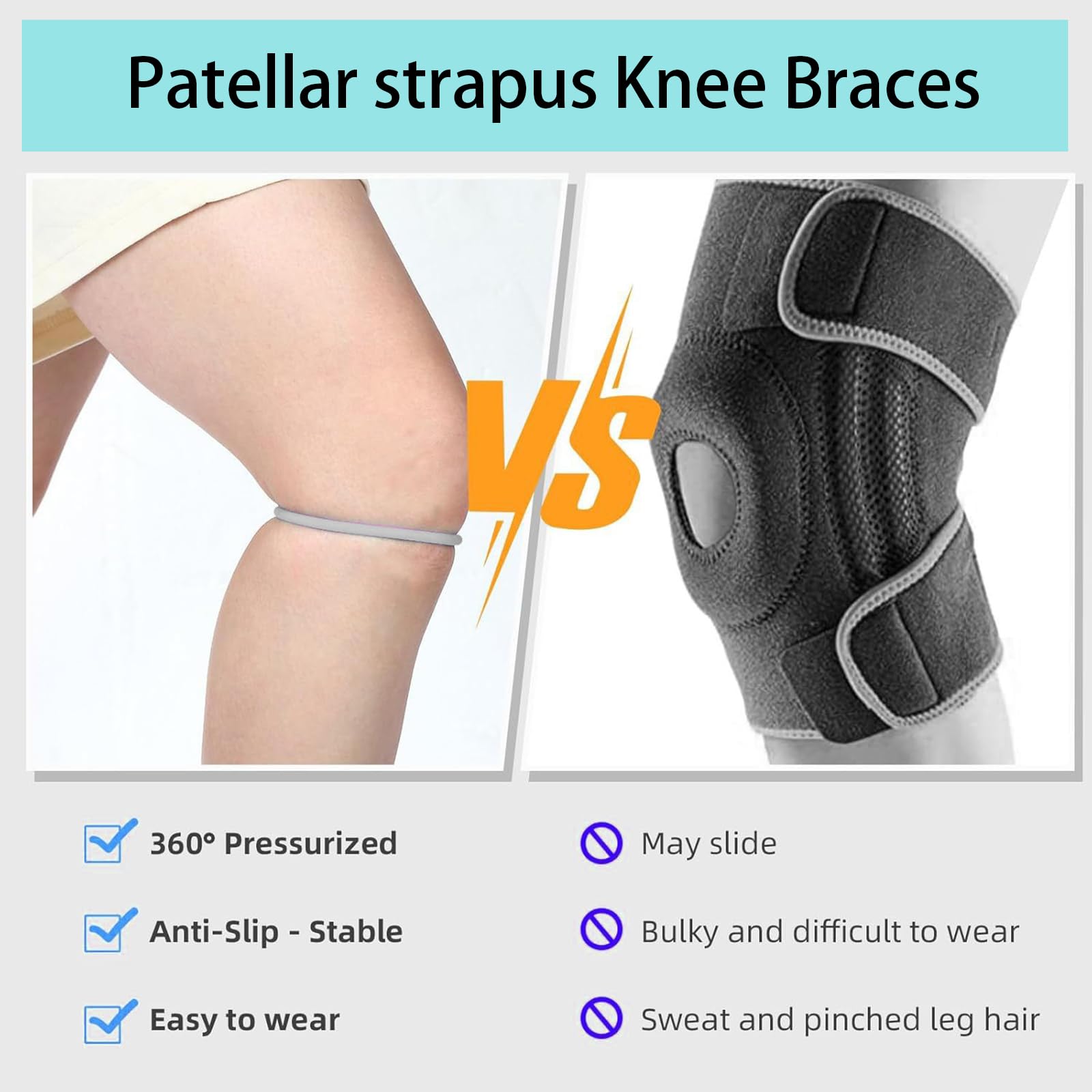 4 Pezzi Cinghia di Supporto per Tendine Rotuleo in Silicone Fascia Ginocchio a 360° Ginocchiera Flessibile Patellare per Stabilizzazione Durante Corsa Basket e Sport Uomo e Donna