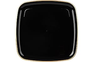 Black Gold Rim Square Plastic Tray: The Perfect Serving Platter for Parties and Events