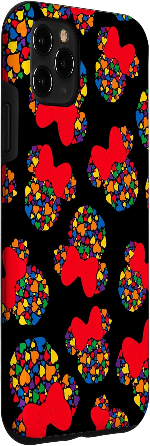 iPhone 11 Pro Max Disney Minnie Mouse Icon Rainbow Hearts Black Case