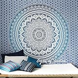 Material: 100% algodón. Eyes of India - Doble, Reina Tresillo Mandala Decorativo Tapiz Indio Cubrecama Manta de Playa Boho Bohemio - Azul #1, 84 X 94 in. (213 X 238 cm)