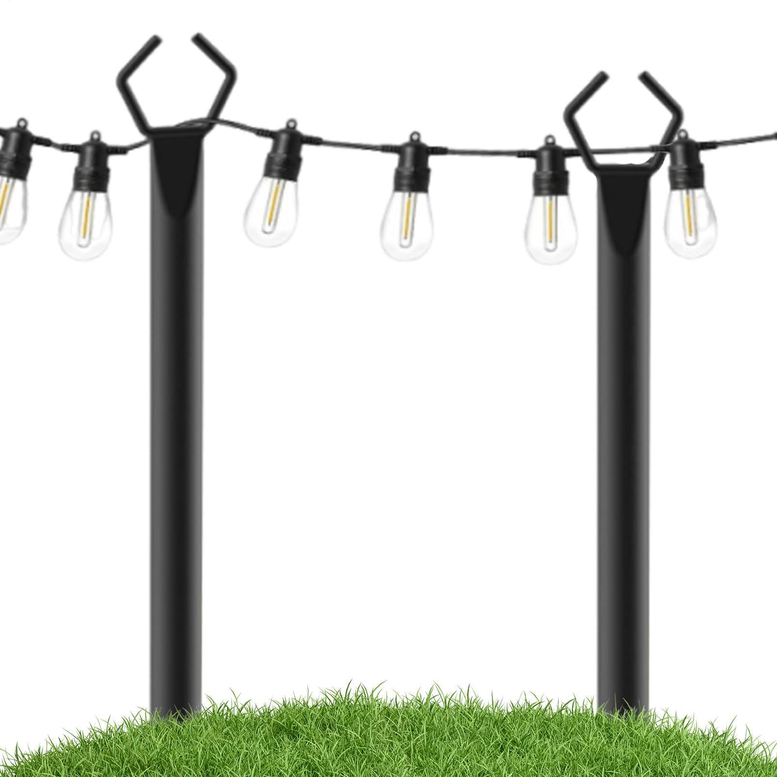 Postes De Luz De Cadena - Paquete De 2 Postes De Luz De Jardín De Metal Res