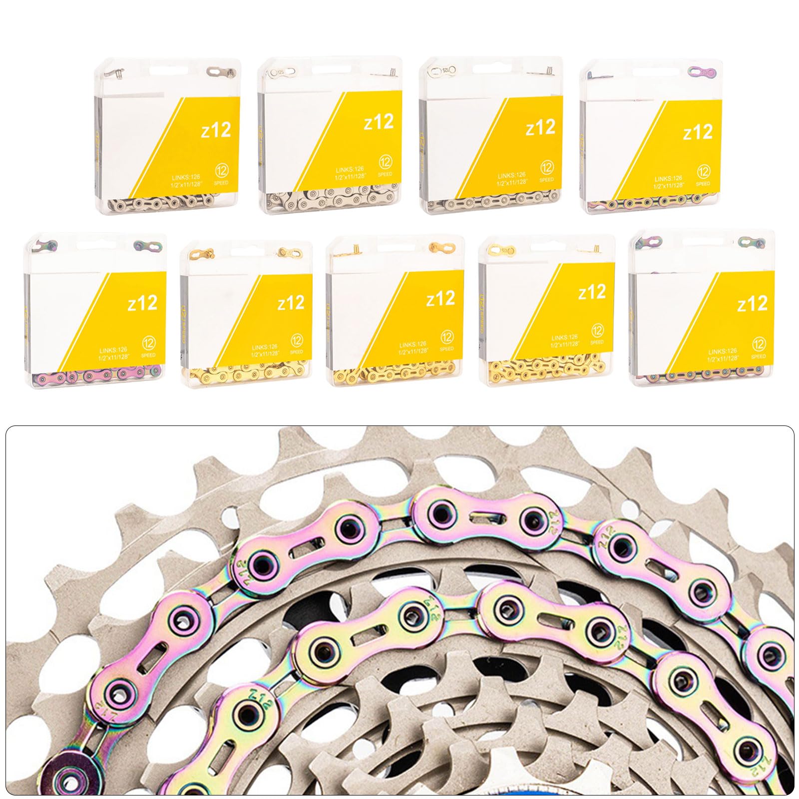 Cadena de 12 velocidades, 126 eslabones, cadena ligera para bicicletas con conector de eslabones rápidos, cadena de bicicleta de carretera, eslabones rápidos, cadena de bicicleta de montaña