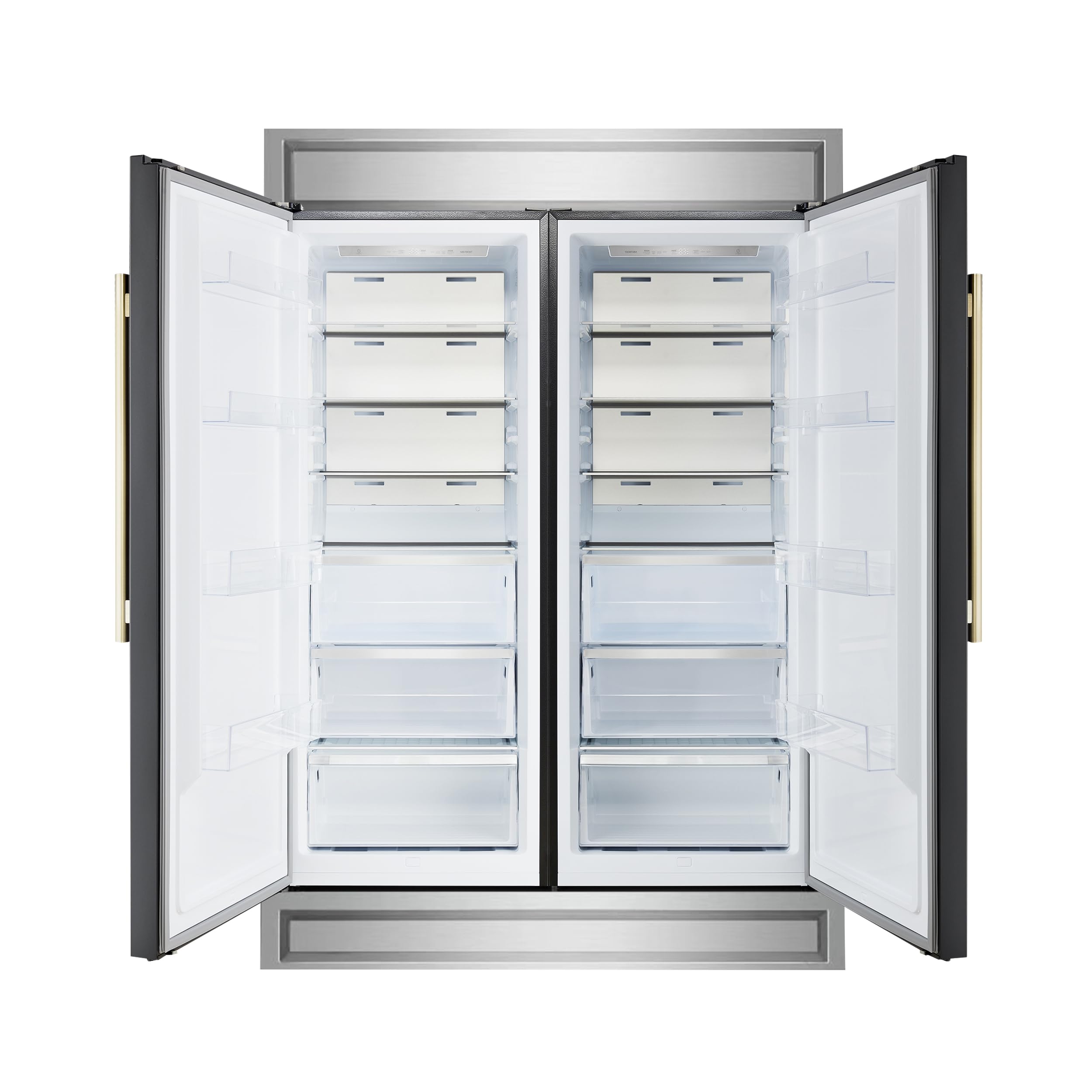 Forno Maderno 28-Inch Built-In Convertible Refrigerator Freezer, 27.2 cu. ft. Capacity, 84-Inch Height, Black Finish with Decorative Trim on Fridge.com