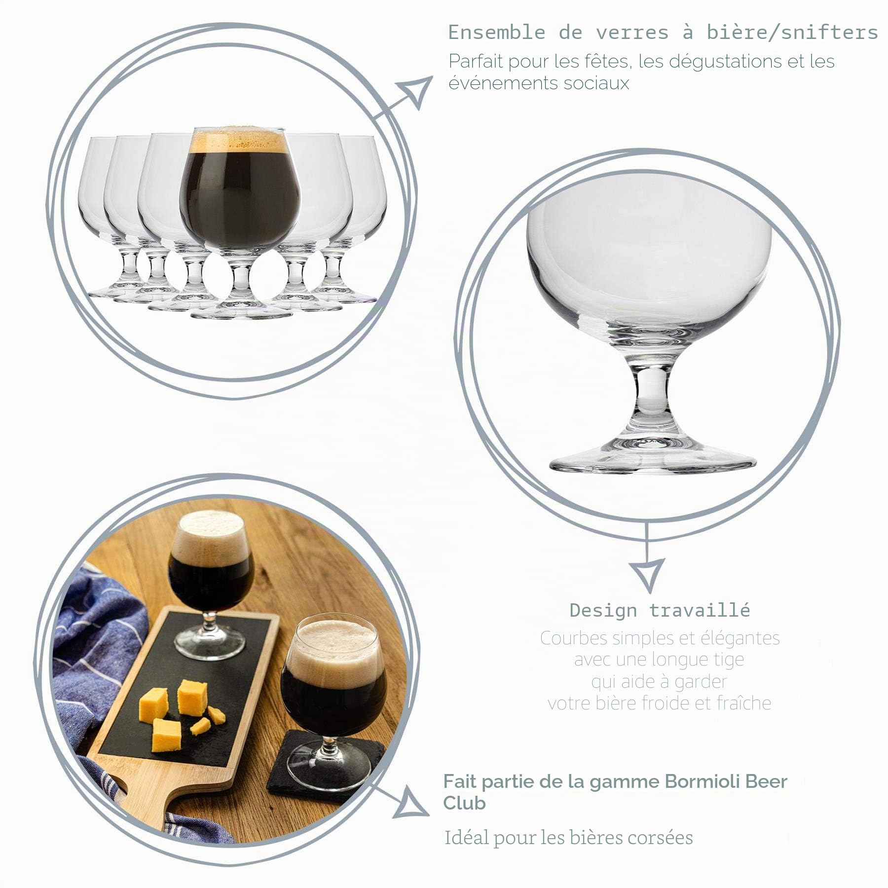 Bormioli Rocco Lot de 6 verres sur pied à bière, 53 cl
