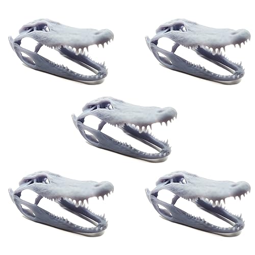 Alligator Replica Skulls for swamp dioramas, miniature dollhouse, jewelry supplies, oddites and curiosities (112 Scale, Open Jaw (fixed), Gray