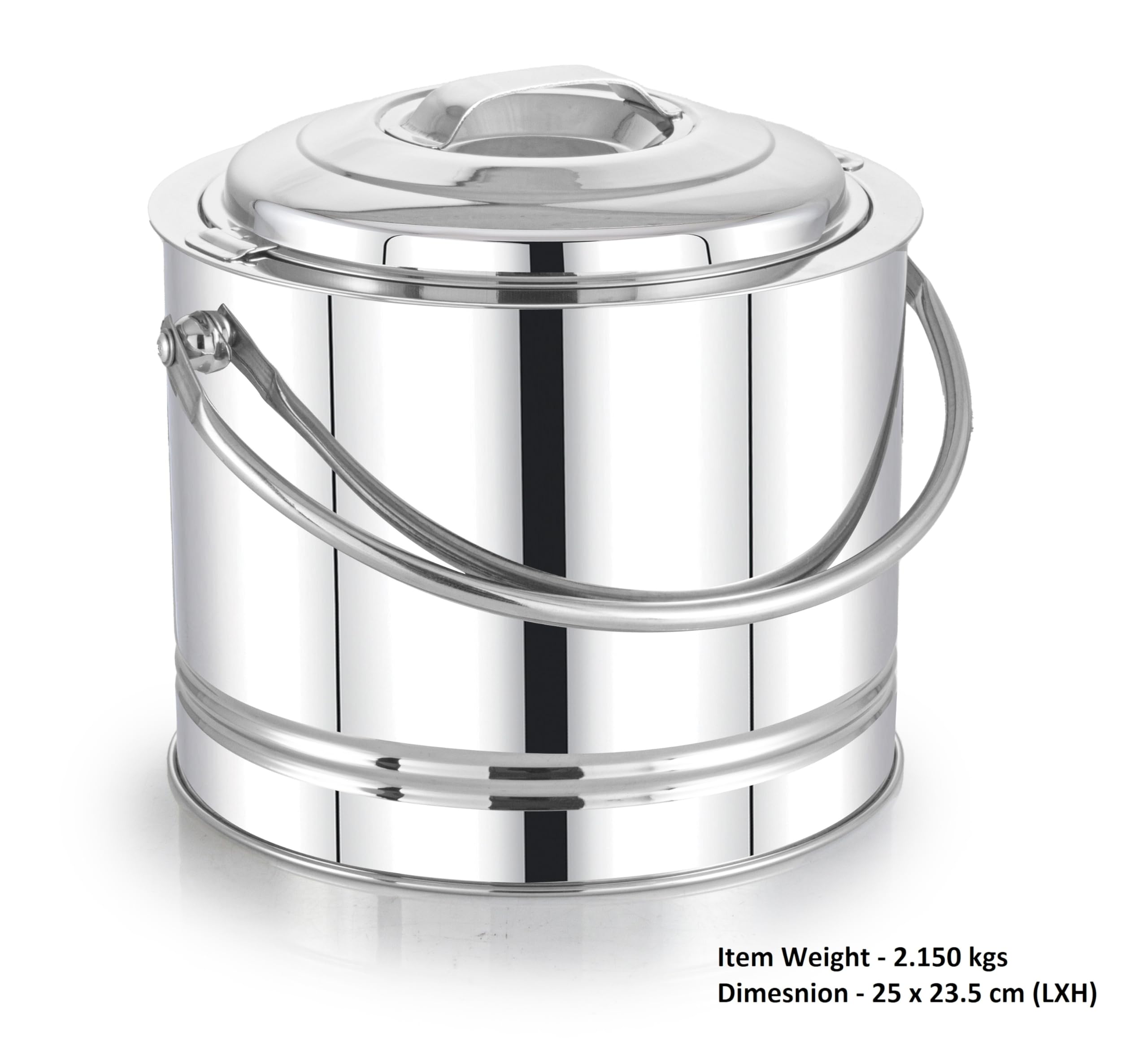 Expresso Stainless Steel Insulated Hot Pot with Handle – 5 Ltrs – Double Wall Food Warmer & Casserole – Keeps Food Hot for Hours – Mirror Finish, Rust-Proof – Ideal for Rice, Chapati & Curry 2