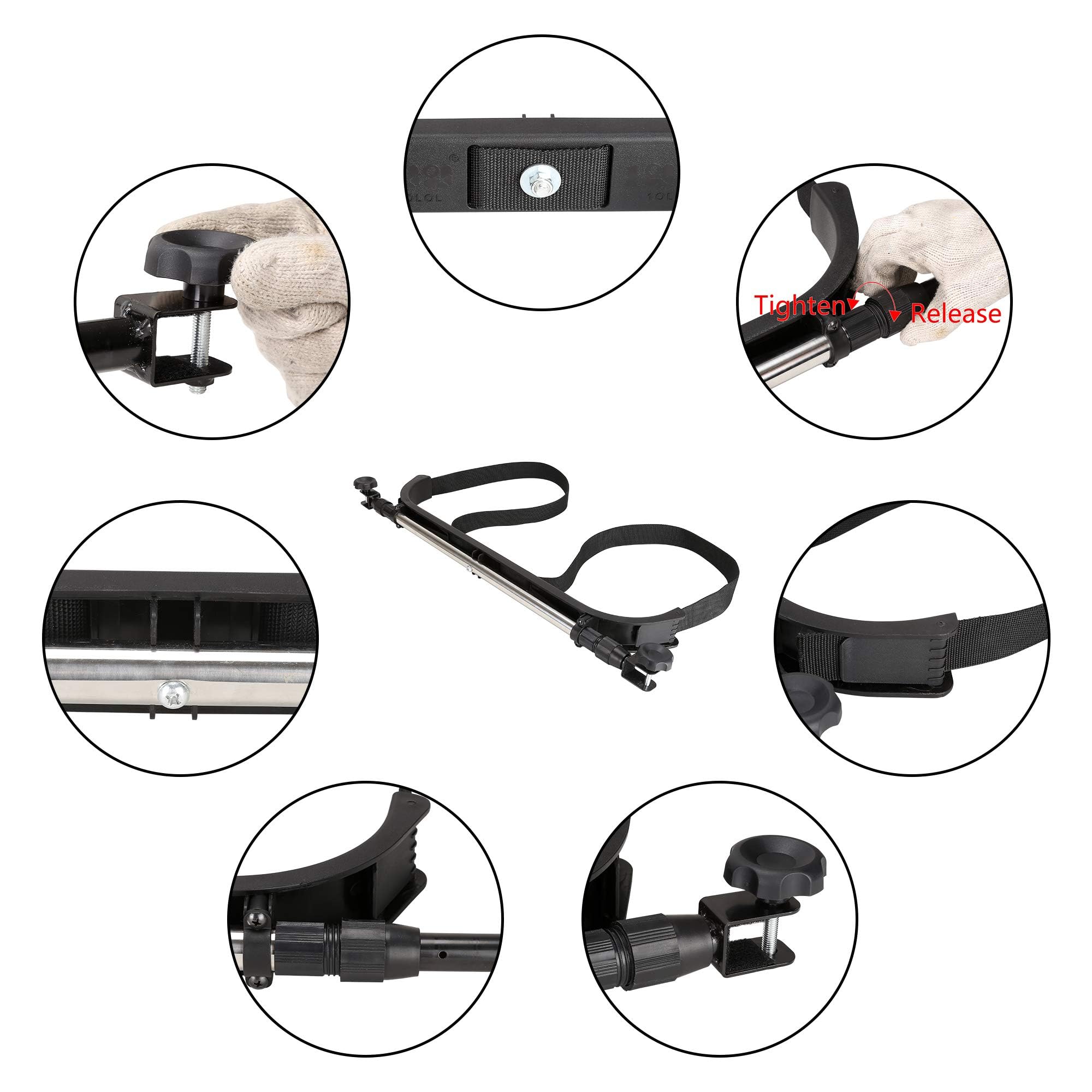 10L0L Universal-Golfbag-Halterung ohne Bohren erforderlich für Yamaha, EZGO, Club Car, Verstellbarer Golfschlägerhalter für den Rücksitz, EIN zusätzlicher Riemen Wird mitgeliefert