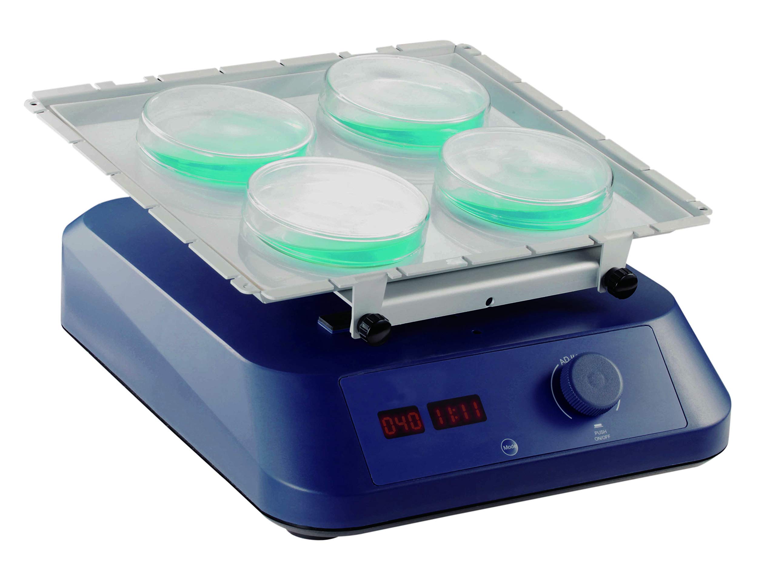 MeterTo LED Digital 3D Shaker (3Kg), DC Motor, Angle 7°, Speed: 10-80rpm, Timer: 1min-19h59min, Including Platform Dish Attachment with Non-slip Mat