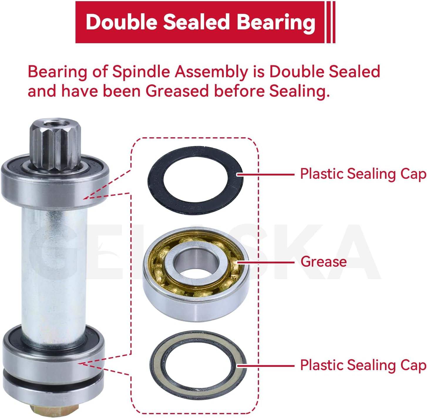 GELASKA 3 Pack 607418 Spindle Assembly with 604665 Spindle Pulley Replaces Hustler 601804 Spindle Assembly for Hustler Raptor SD 48 Spindles, Hustler Raptor 48 inch Deck Spindle, Hustler 48 Spindle