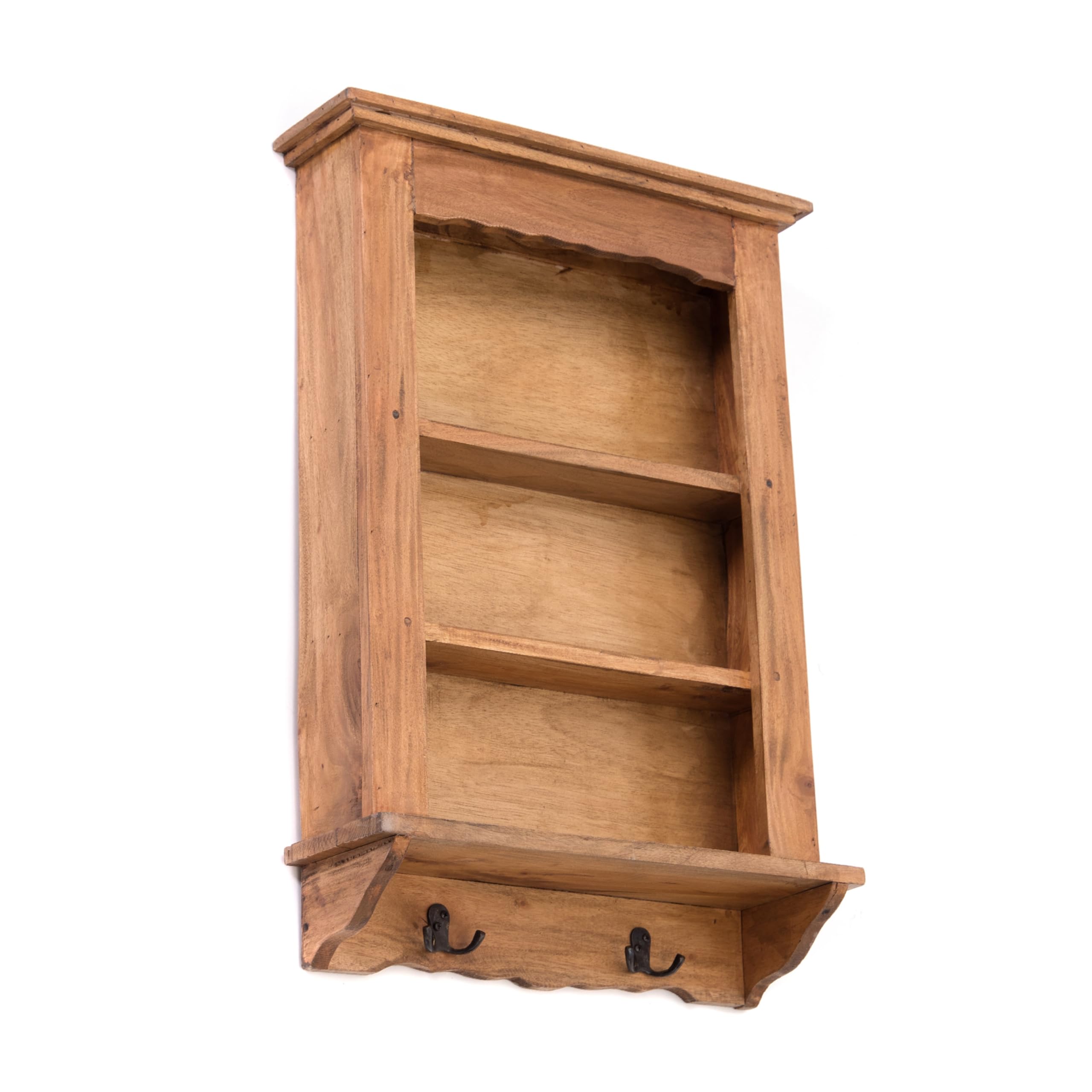 WANDPLANK Belle | met laden en haken, 62 cm, mahoniehout