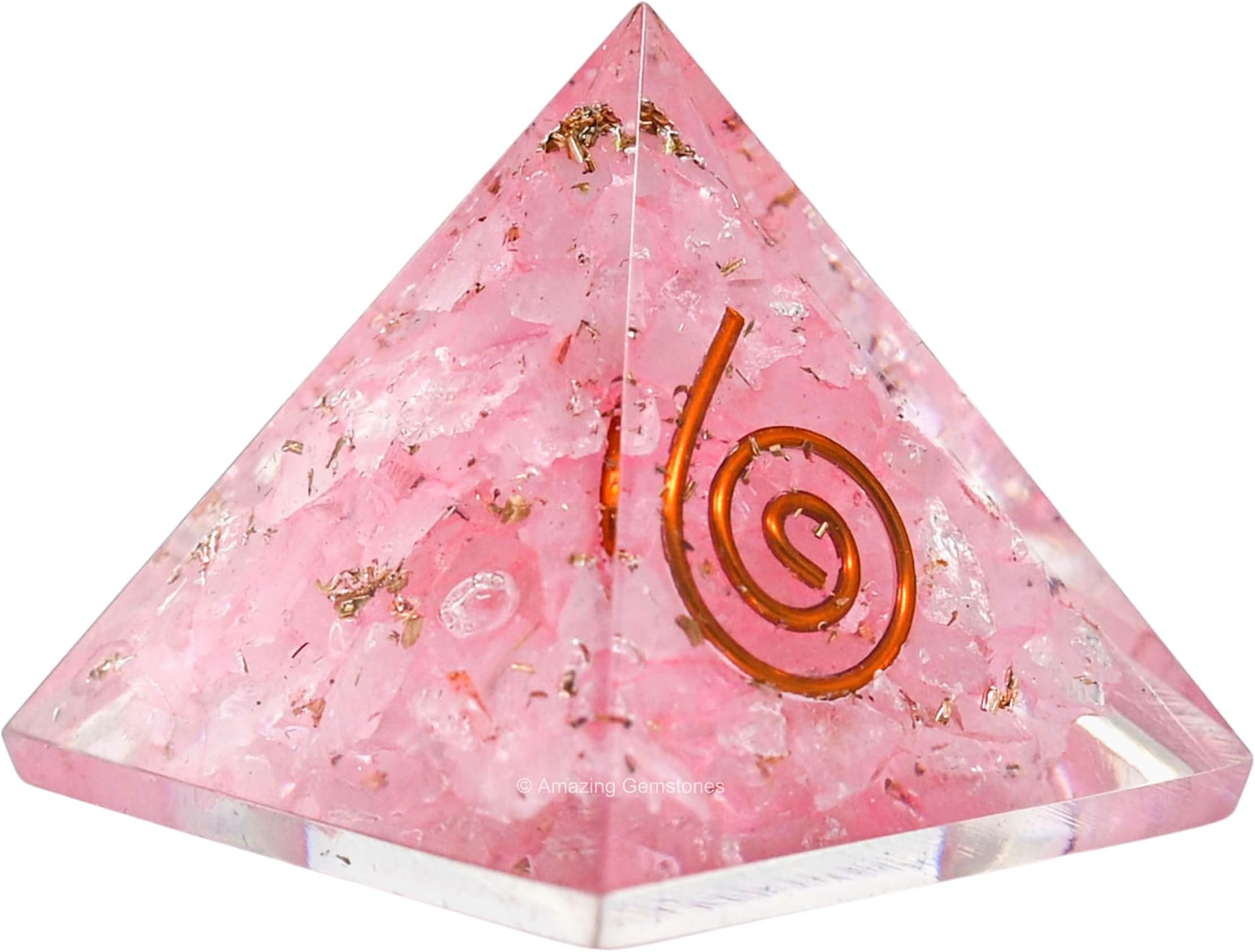 Amazing Gemstone Rose Quartz Orgone Pyramid - 30mm Small Orgonite Pyramids with Crystals and Healing Stones - Authentic Organite Gifts