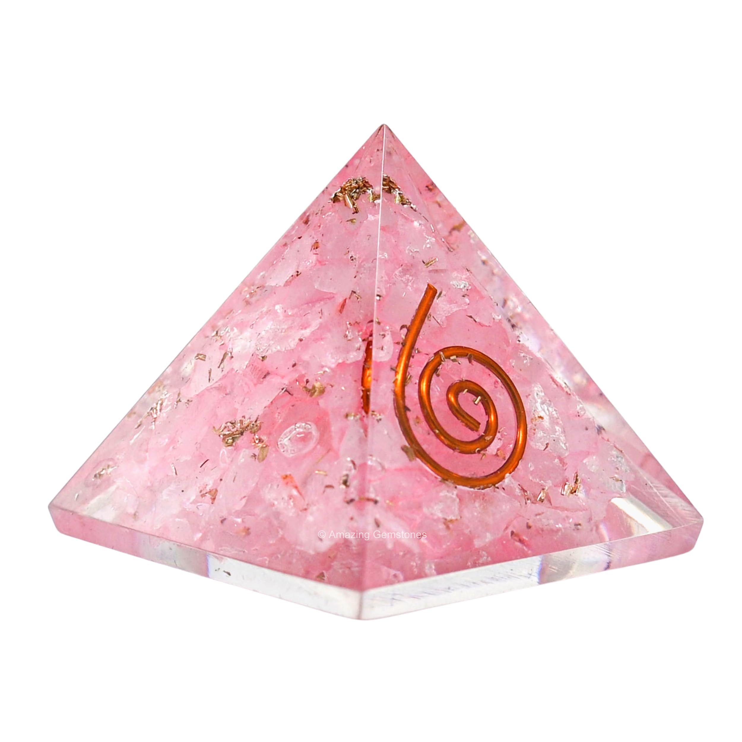 Amazing GemstoneRose Quartz Orgone Pyramid - 30mm Small Orgonite Pyramids with Crystals and Healing Stones - Authentic Organite Gifts