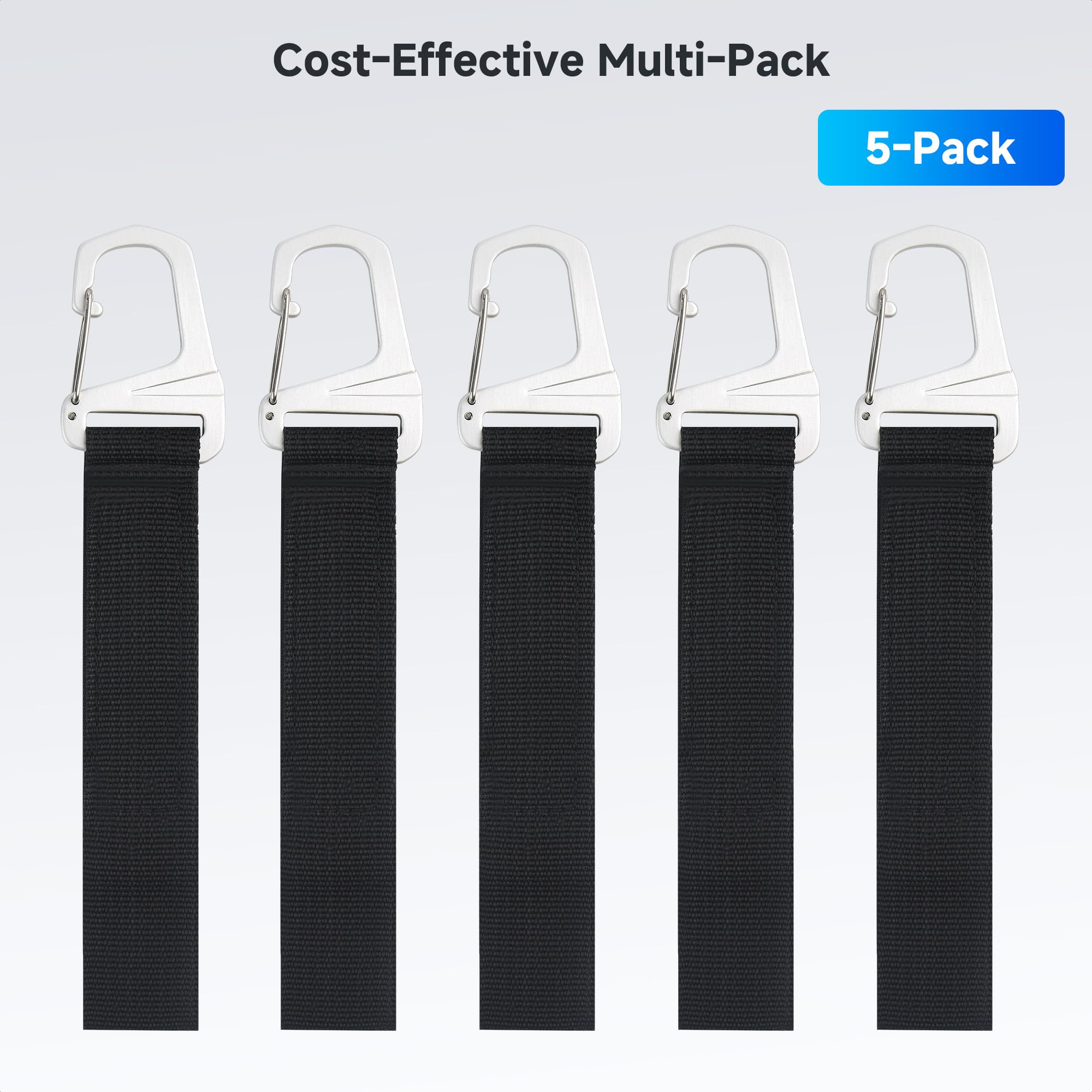 Cable Matters Confezione da 5 cinghie organizzatrici per cavi di prolunga con fibbia in metallo, capacità di carico di 22 kg, supporto per cavi di prolunga con cinghie a strappo da 32 x 2,5 cm