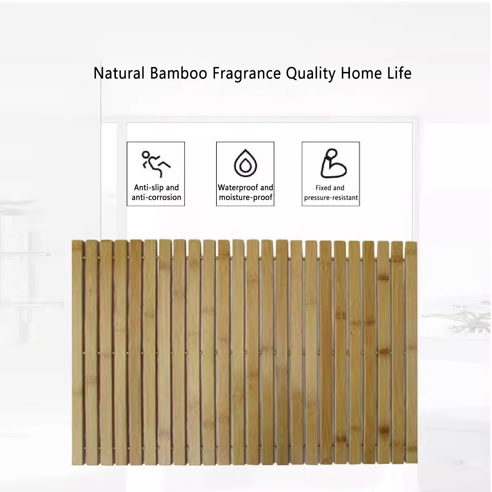Alfombrilla de baño de bambú, alfombrilla de baño de bambú antideslizante, antideslizante impermeable, redonda pulida, némesis del agua en el baño