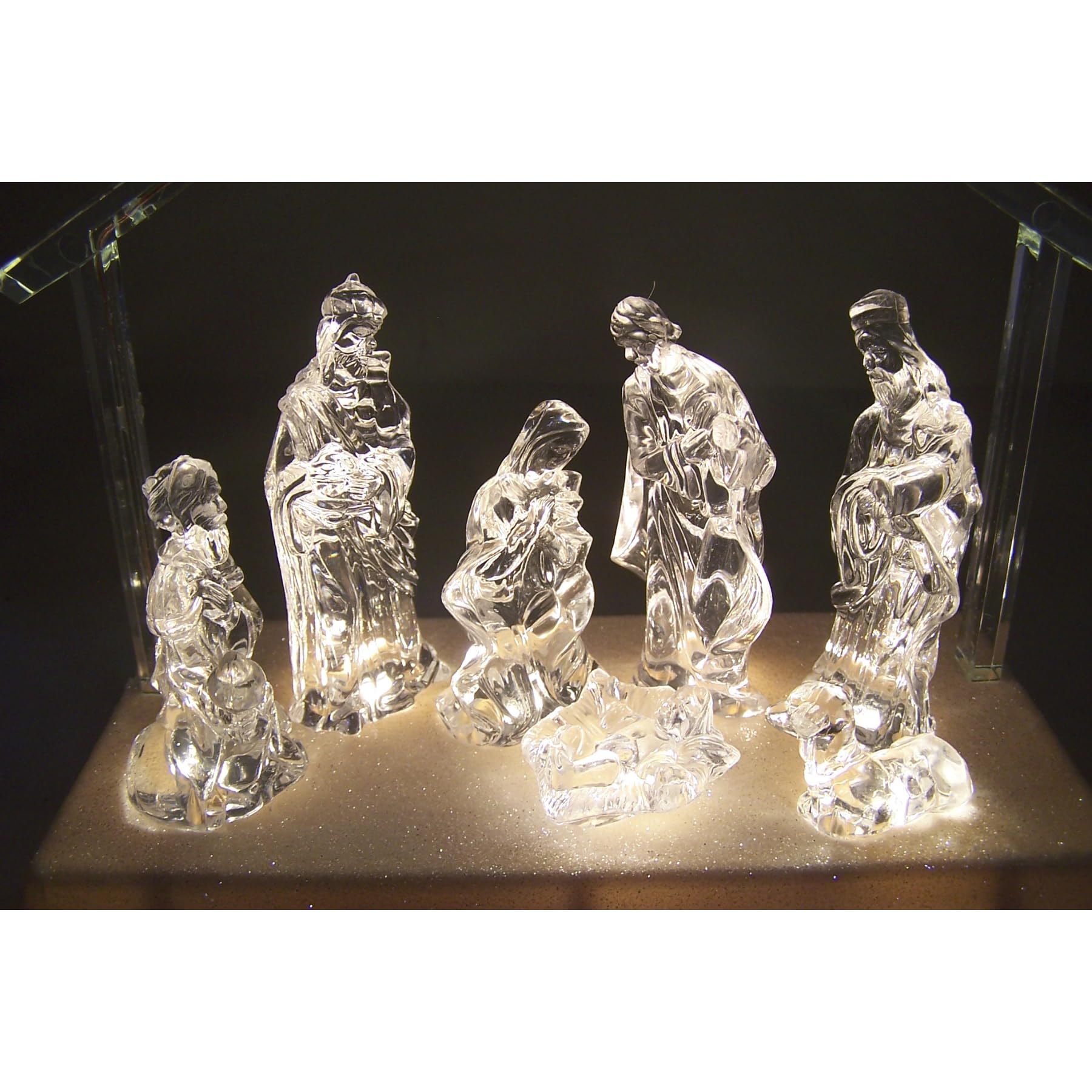 Wowser Figurine de crèche lumineuse sous une étoile - Décoration saisonnière autonome - Décoration de Noël religieuse - 19,1 cm