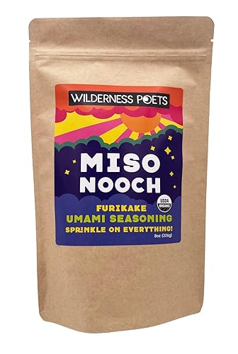 Wilderness Poets Miso Nooch - Condimento Furikake Umami - Espolvorea en todo Orgánico vegano sin soja rico en probióticos 8 onzas