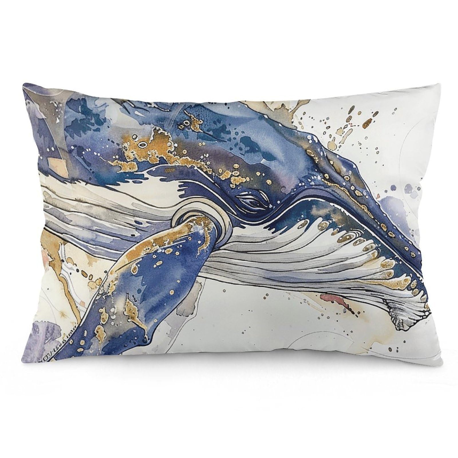 2 Pack Pillow Cases for Hair and Skin, Soft Breathable Pillow Case Covers with Hidden Zipper, A Picture of A Whale Pillowcase 12 "x20 Pillow Covers for Sleeping Gift