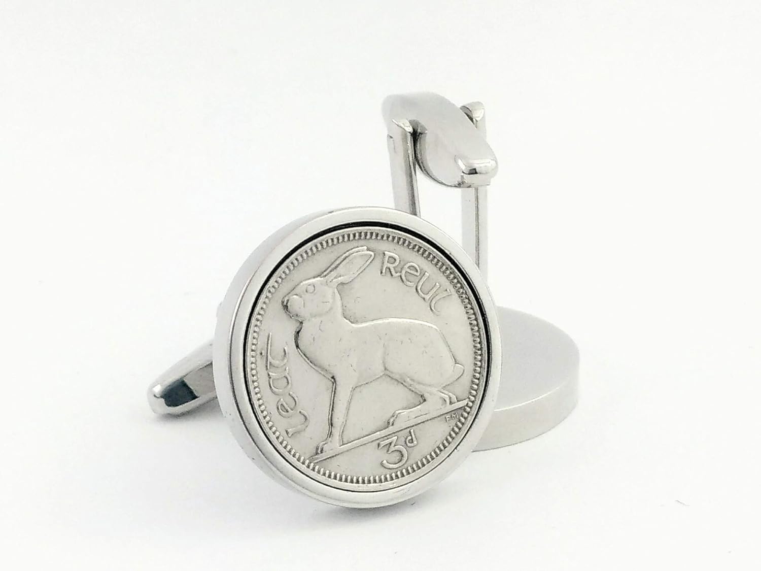 Rhodium Plated Birthday 1963 Irish Cufflinks Ireland Threepence Anniversary