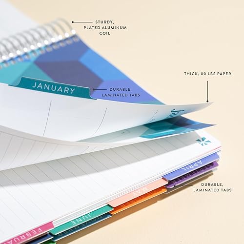 Miniatura 2 de Agenda mensual en espiral de 8.5 x 11 (enero de 2026 a diciembre de 2026)  Cubierta clásica hexagonal, tema hexagonal, bobina de platino