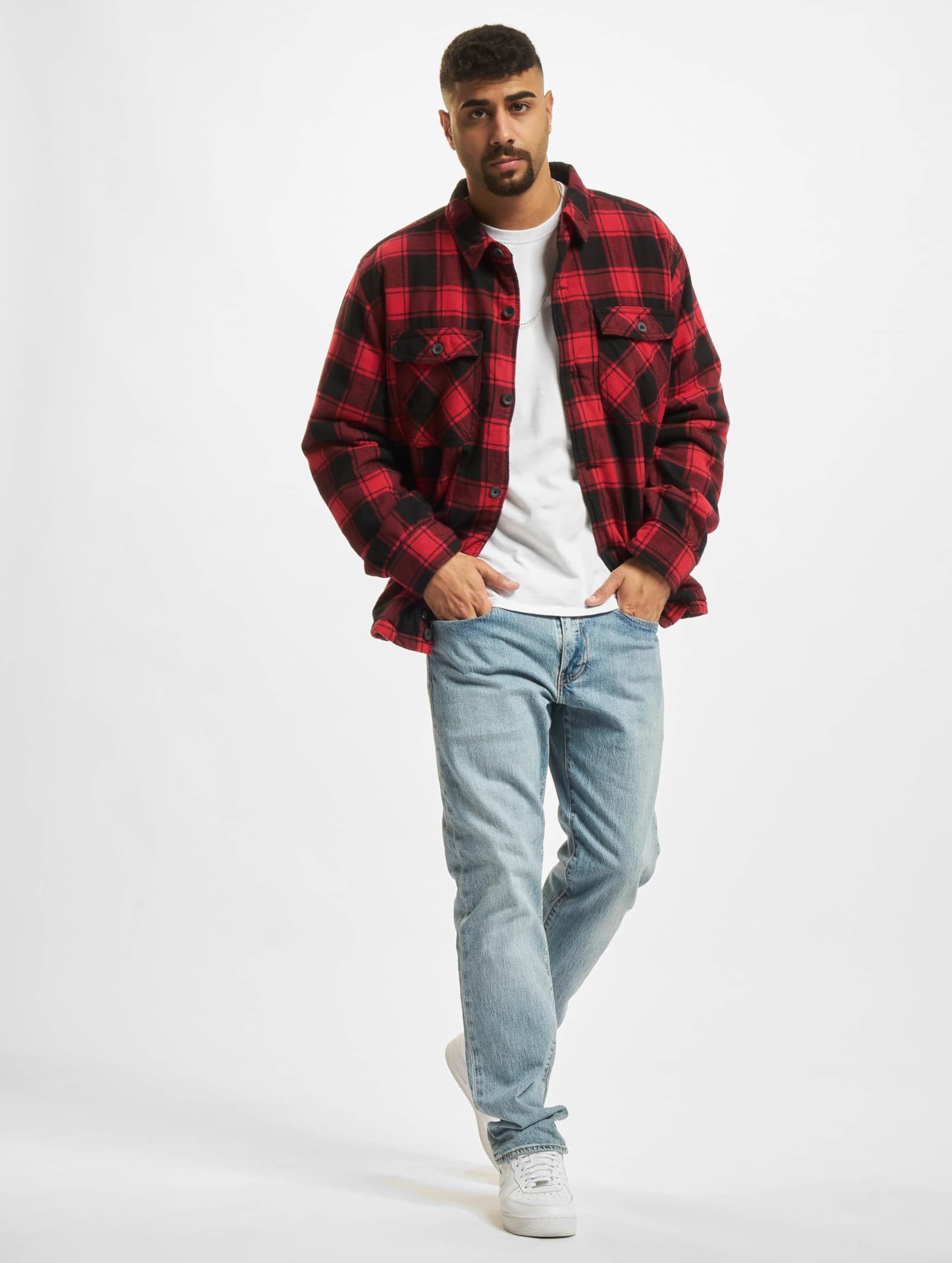 Brandit Chaqueta Leñador Hombre Chaqueta entre-tiempo negro/rojo