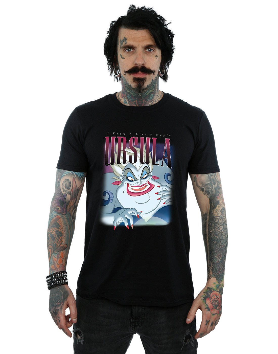 Disney Men's The Little Mermaid Ursula Montage T-Shirt Black Large
