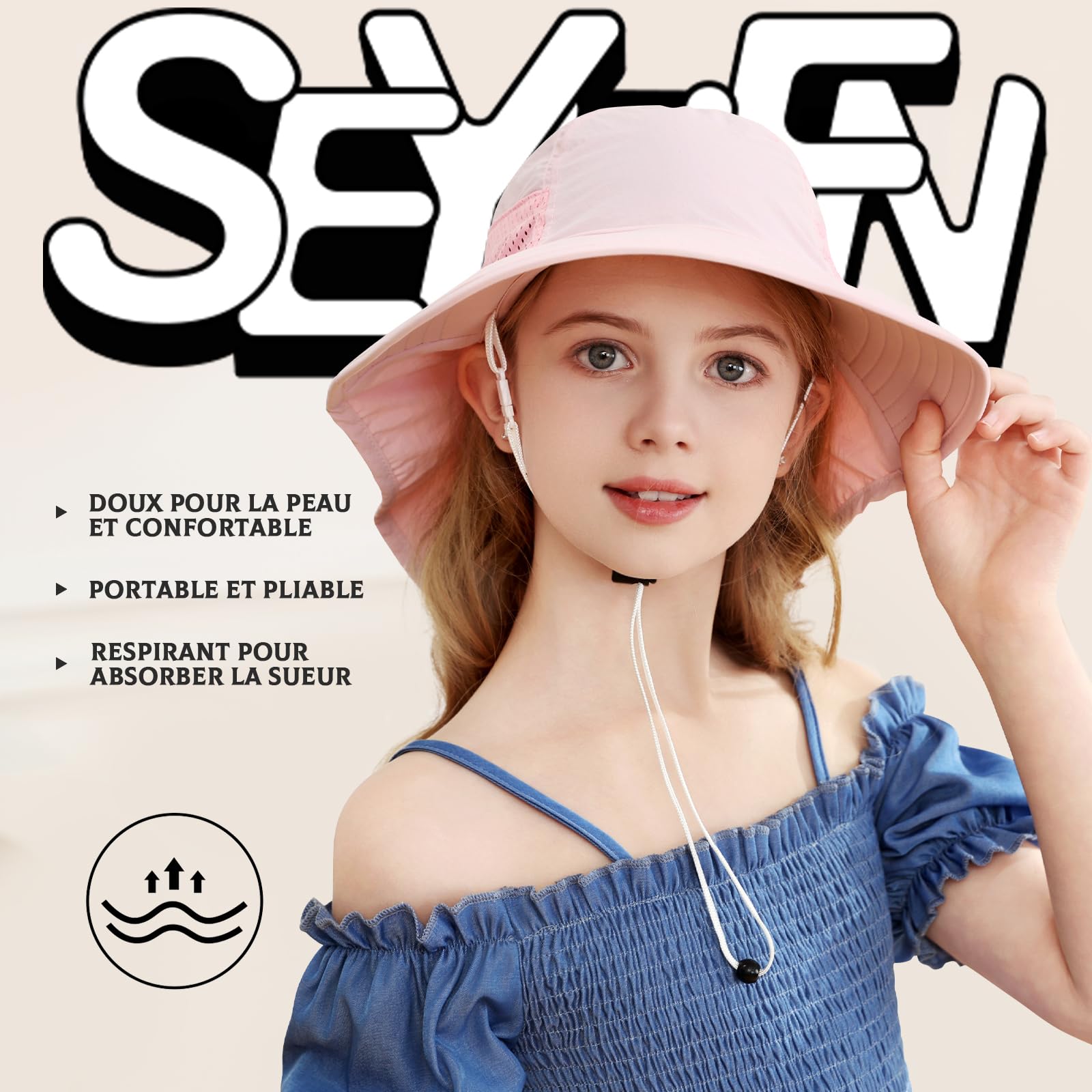 Bébé Chapeau de Soleil Fille Garçon Chapeau de Cou Protection Enfants Chapeaux de Seau Respirant Bébé Fille Chapeau de Plage Chapeau d'été pour Tout-Petits
