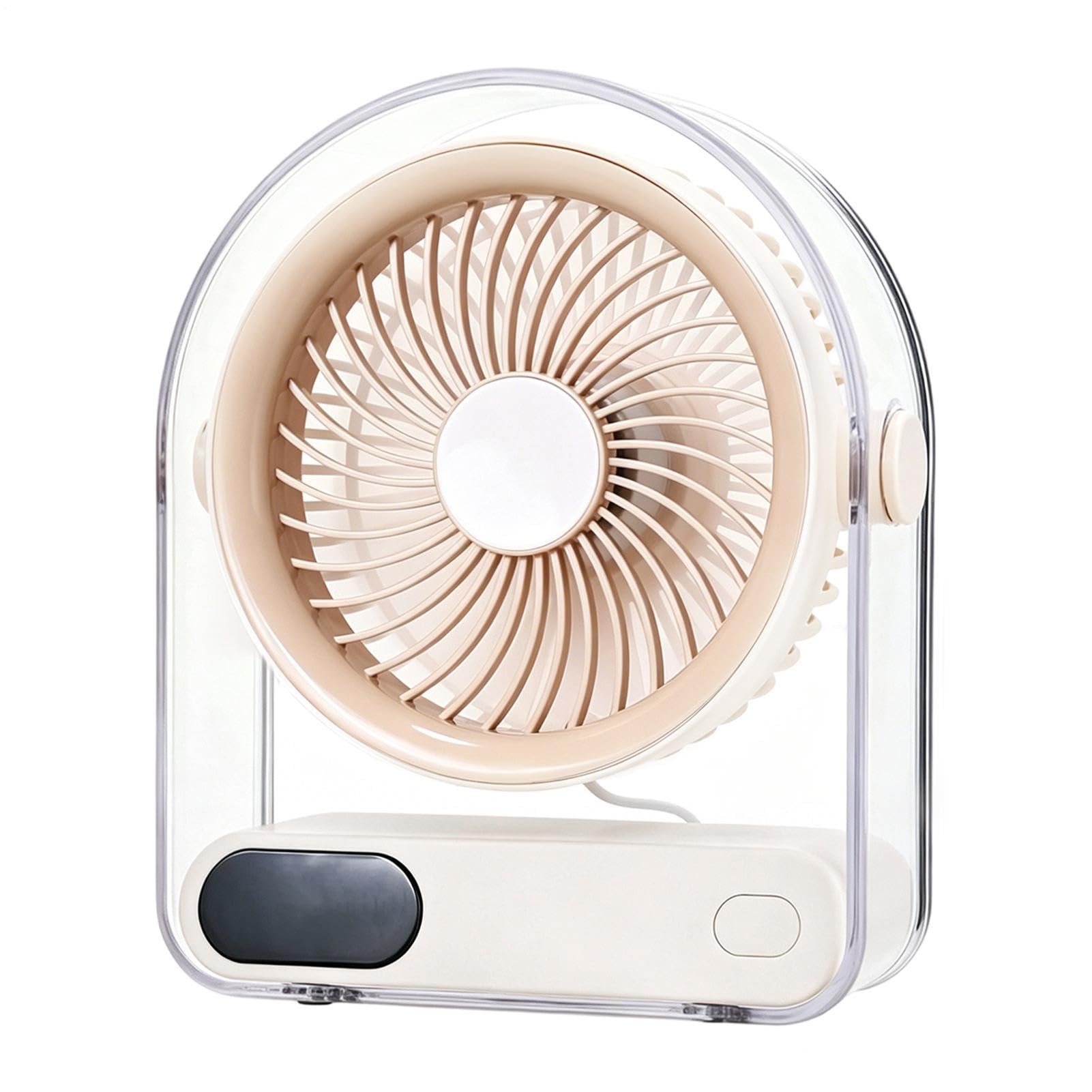 Ventilatore da Tavolo Mini Ricaricabile USB 5 Velocità Display Digitale | Ventilatore Desktop Silenzioso per Ufficio Comodino Camera da Soggiorno Studio Dormitorio
